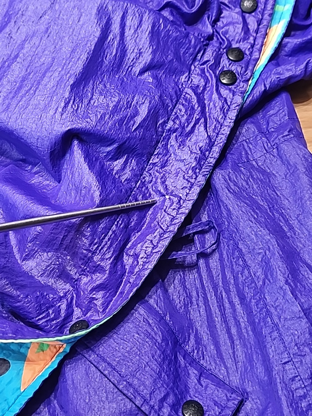 Vintage Obermeyer Wind Breaker Jacket 1980s Purple And Neon Abstract Snaps…