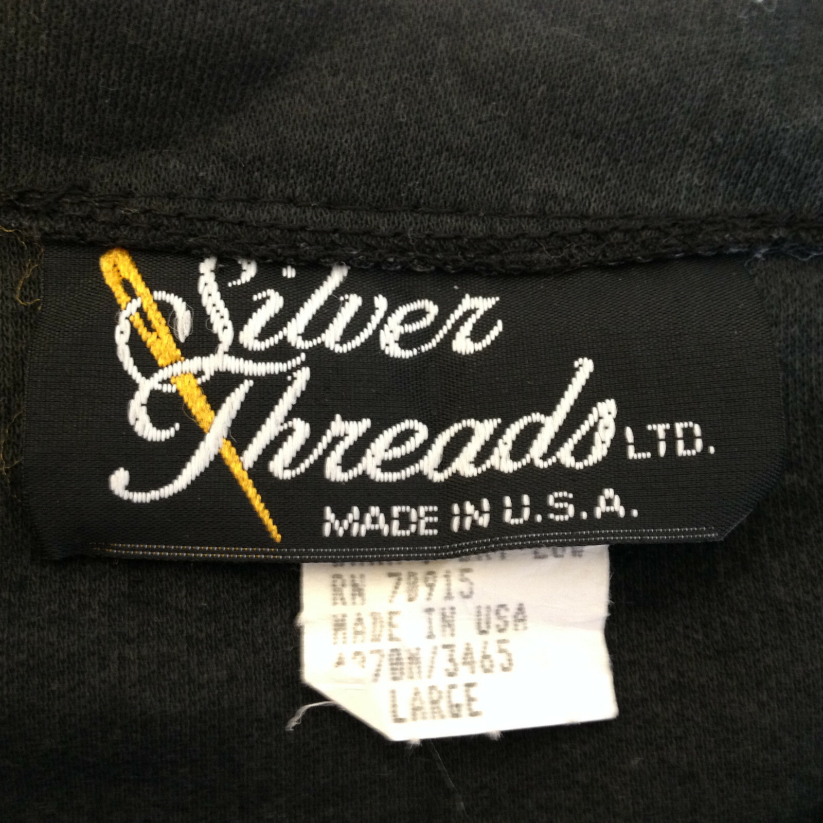 Vintage Silver Threads Ltd Black Long Sleeve Blouse Top size L Made in USA