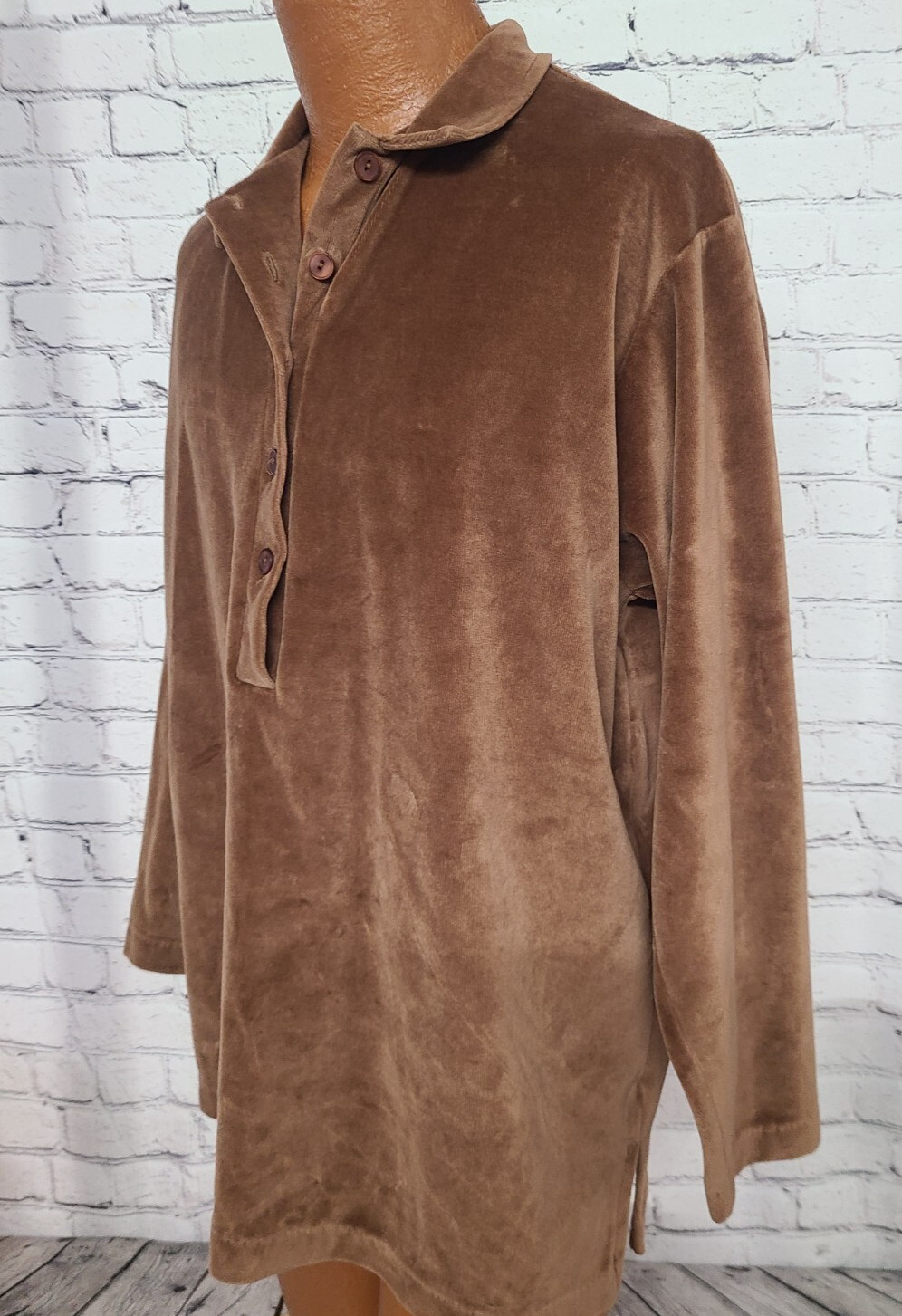 1970s Vtg Gertrude Davenport Women’s Shirt Collar Velour Long Sleeve Extra Large