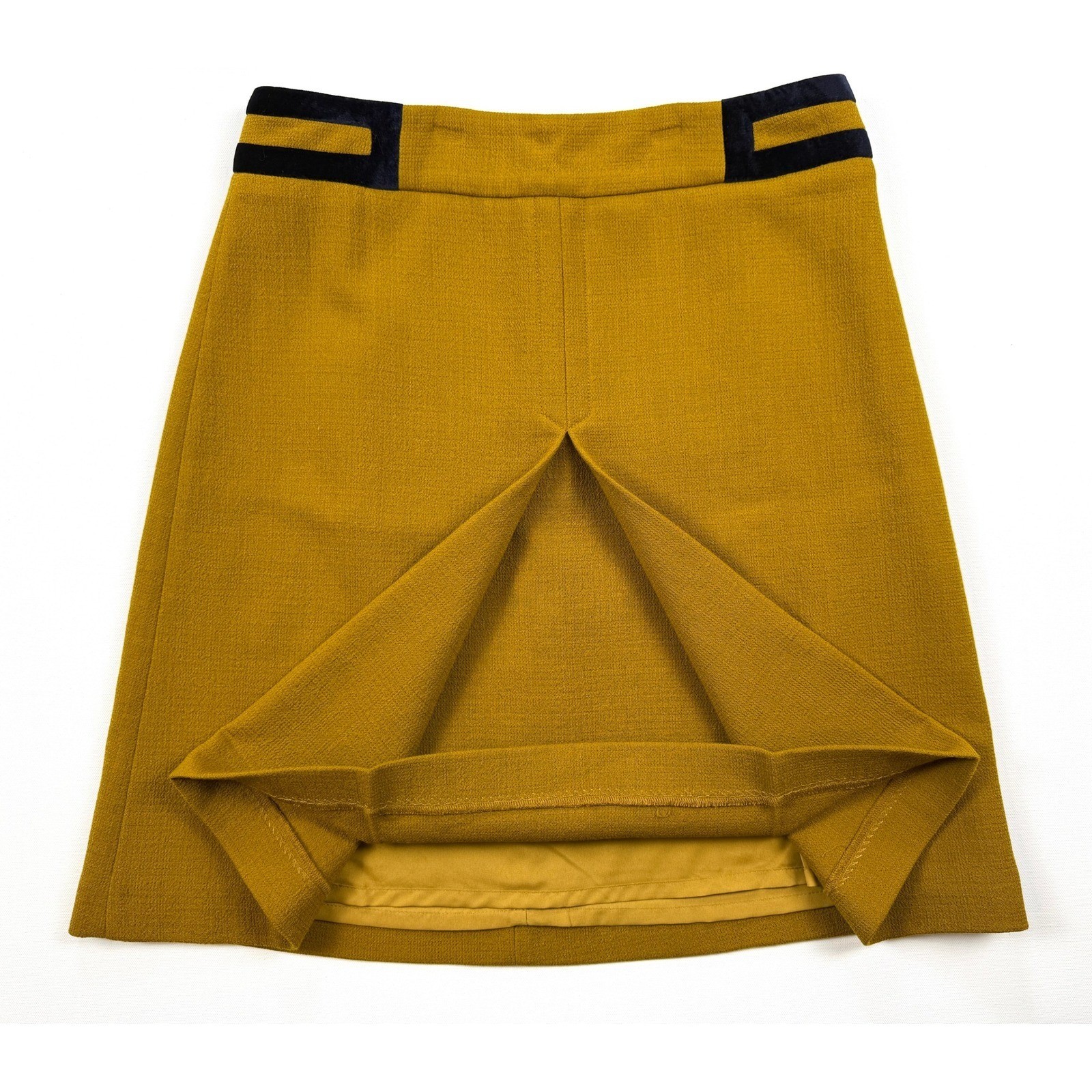 Jaeger Navy Velvet Blazer & Hobbs London Mustard Skirt | Vintage Chic #1721/2