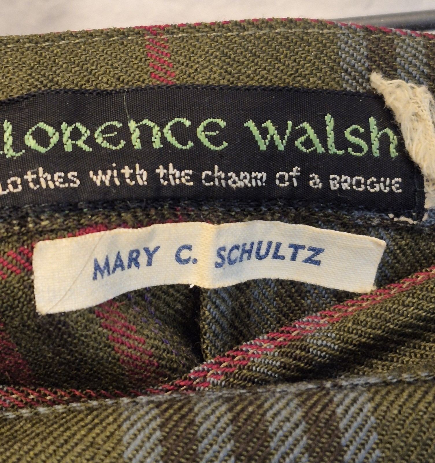 Florence Walsh Sweater And Skirt Green Plaid Vintage Small Medium