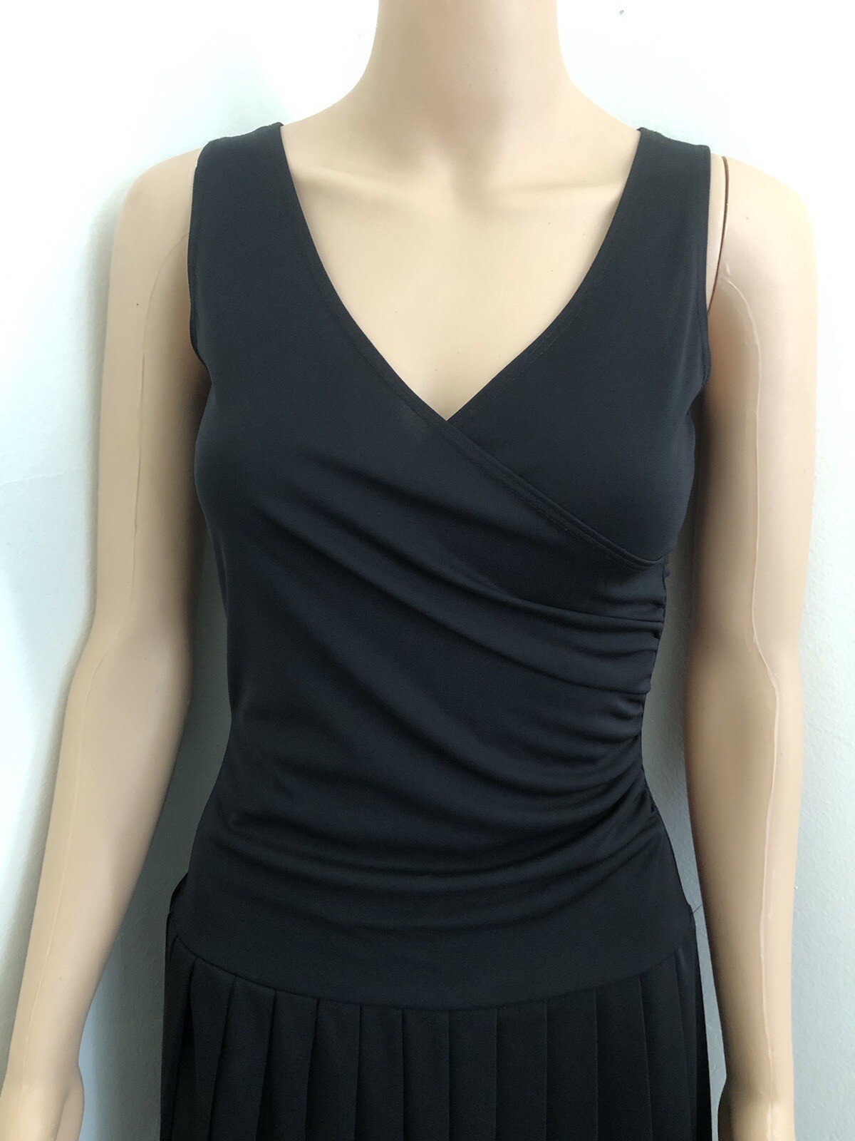 Vintage Taboo Crossover Black Lbd Y2k Drop Waist Pleated Skirt Dress