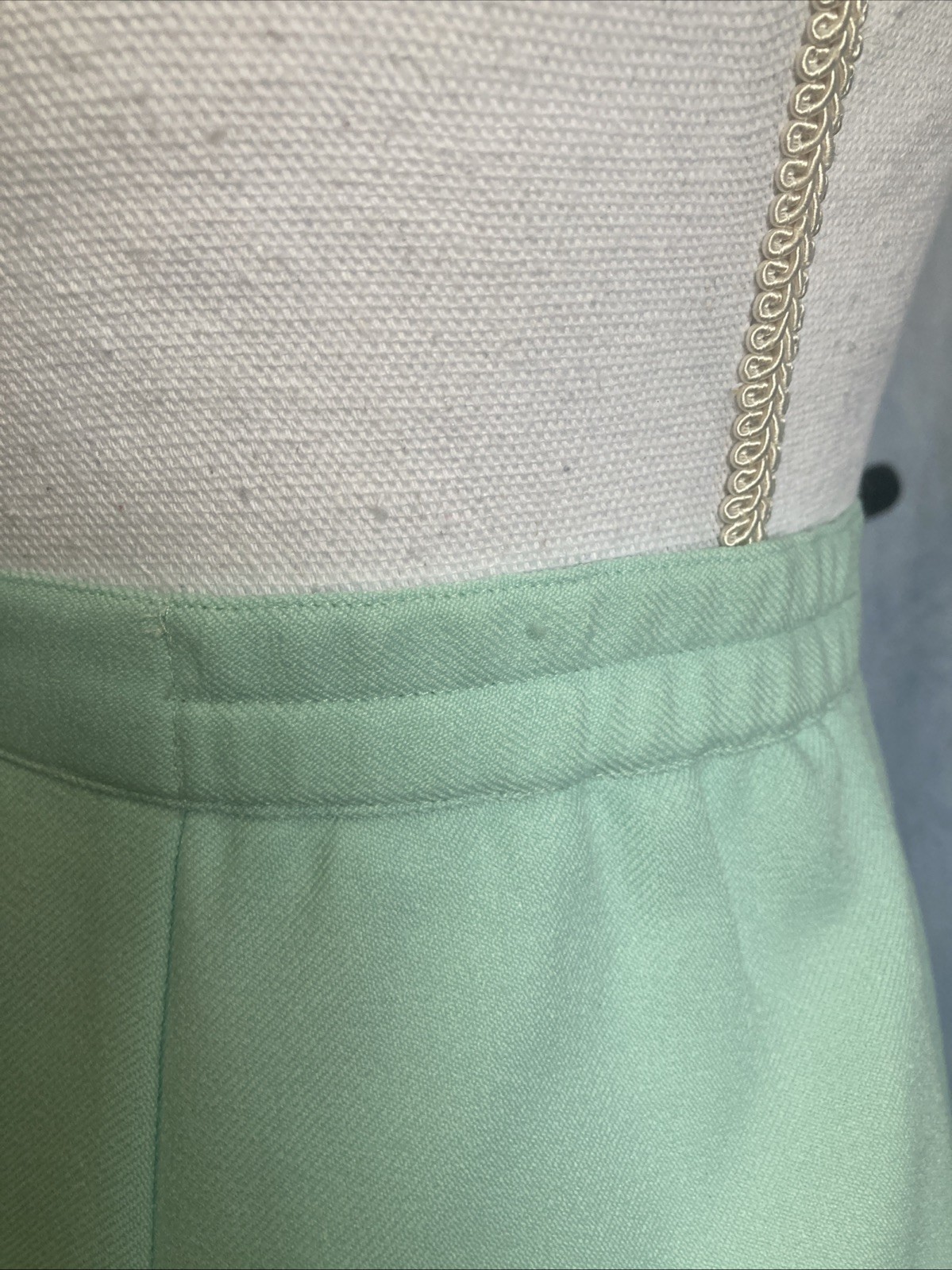 Vtg 80s Haberdashery by Personal Mint Green Pleated Midi Skirt Elastic Waist 12
