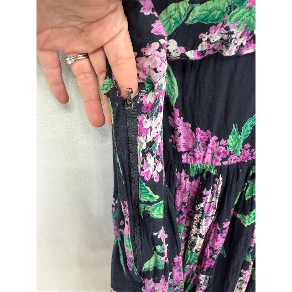 Moonglow Vintage 80s India Cotton Gauze Dress Womens L Lilac Floral Whimsigoth