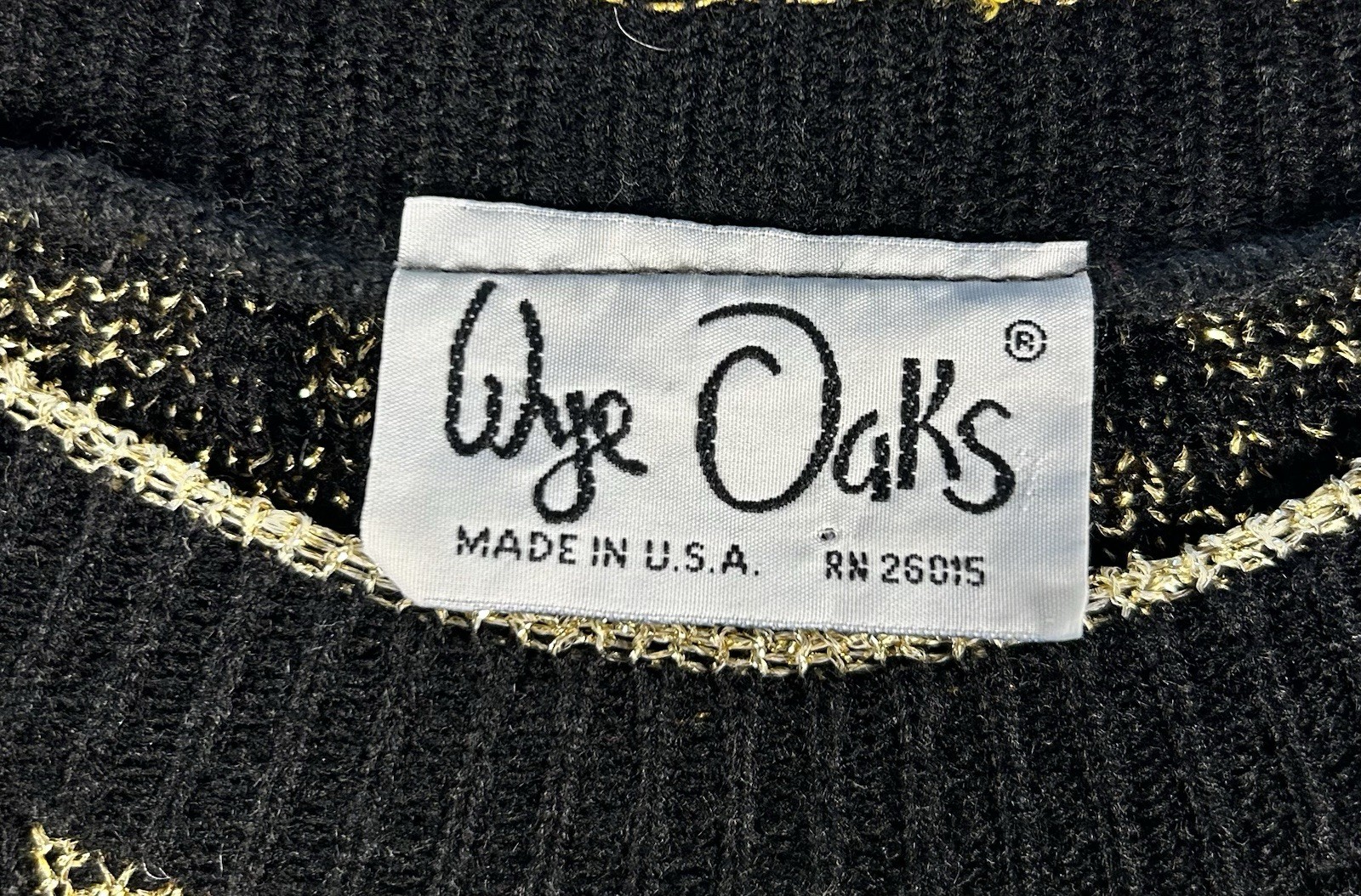 VTG Acrylic Sweater Black Gold Metallic Womens LARGE? READ Geometric 80s 90s