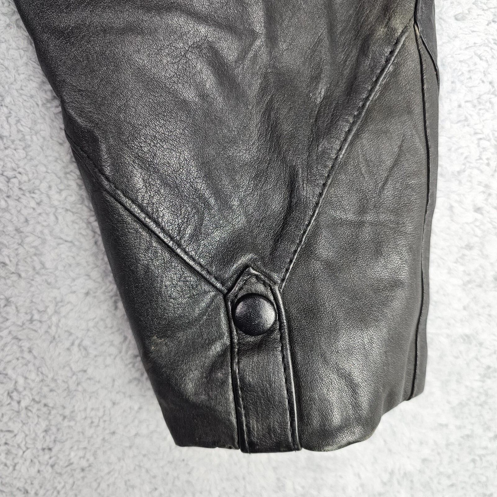 Vtg Wilsons Womens Leather Crop Jacket L Black Moto Biker Gothic Punk