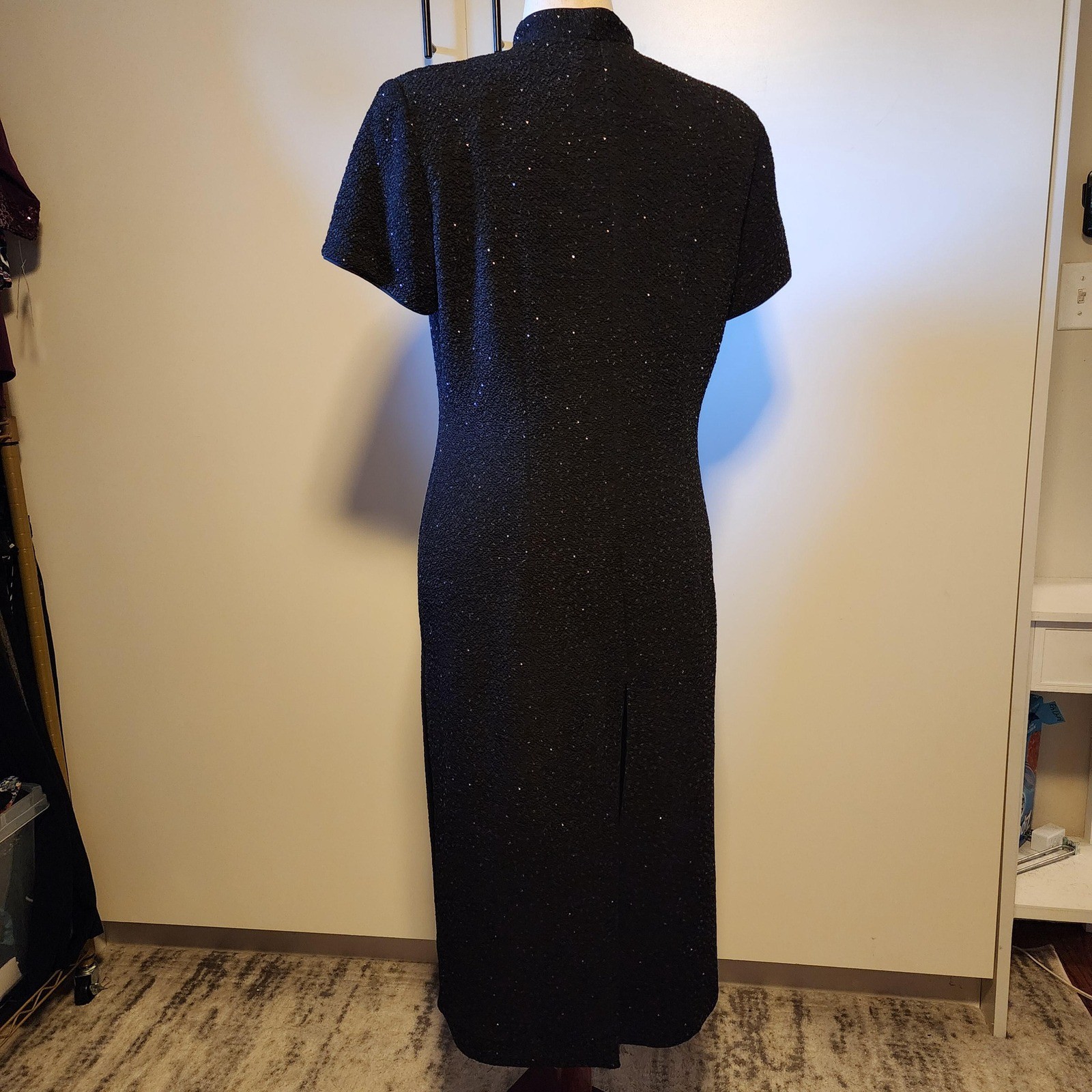 R&M Richards Karen Kwong Vintage Black Sparkling Dress Jacket Frog Closure 16