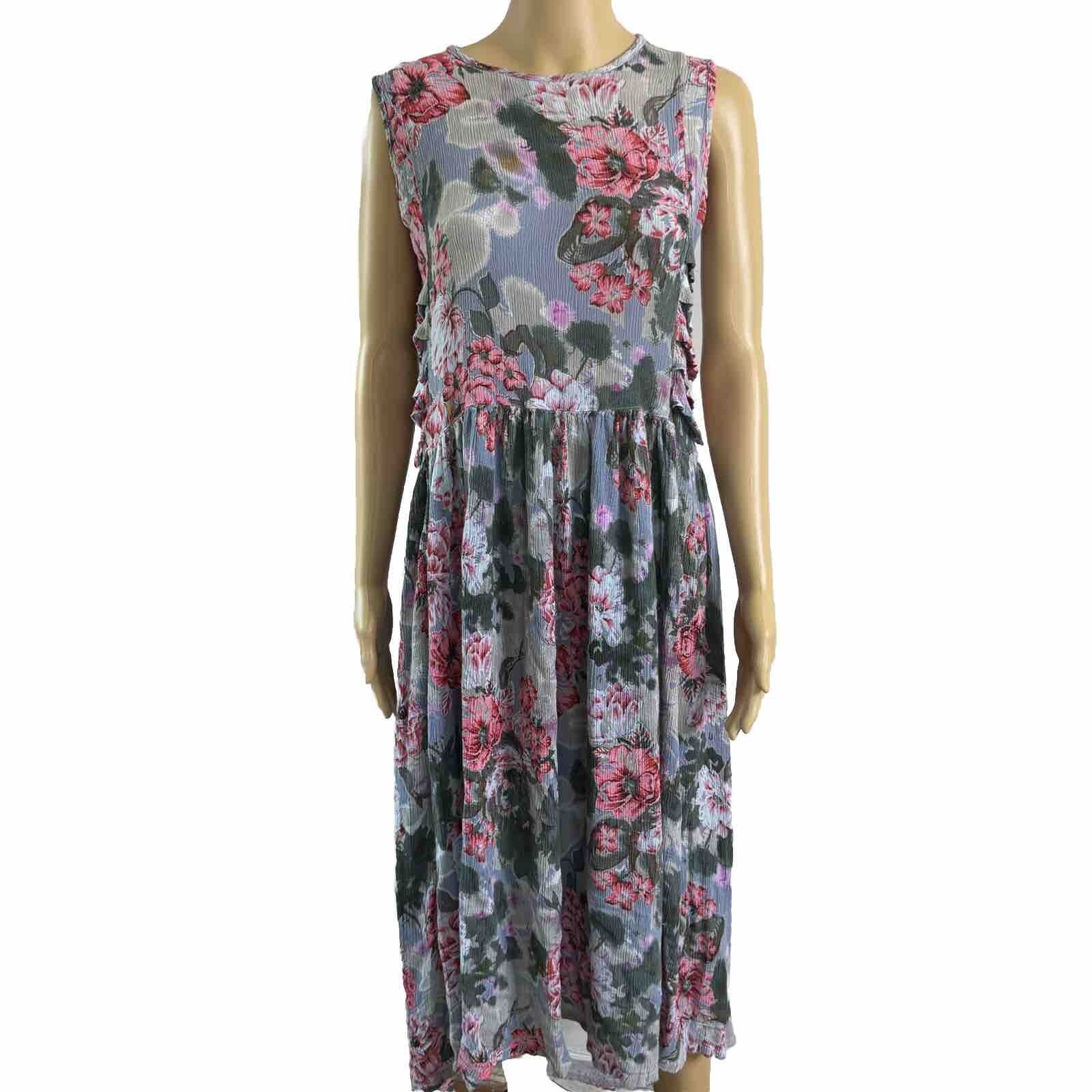Vintage Lavender Floral Midi Shift Dress Indie Fairy Grunge 90s M