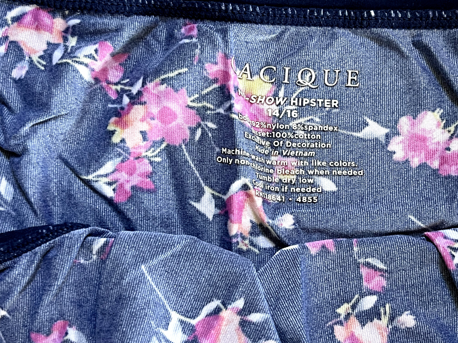 325 CACIQUE 14/16 Silky Smooth Floral NO SHOW Hipster Panties #8855