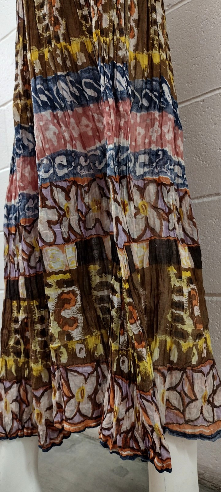 Brown Gauzy Cotton Broomstick Skirt Vintage Zashi Indian DEADSTOCK M/L