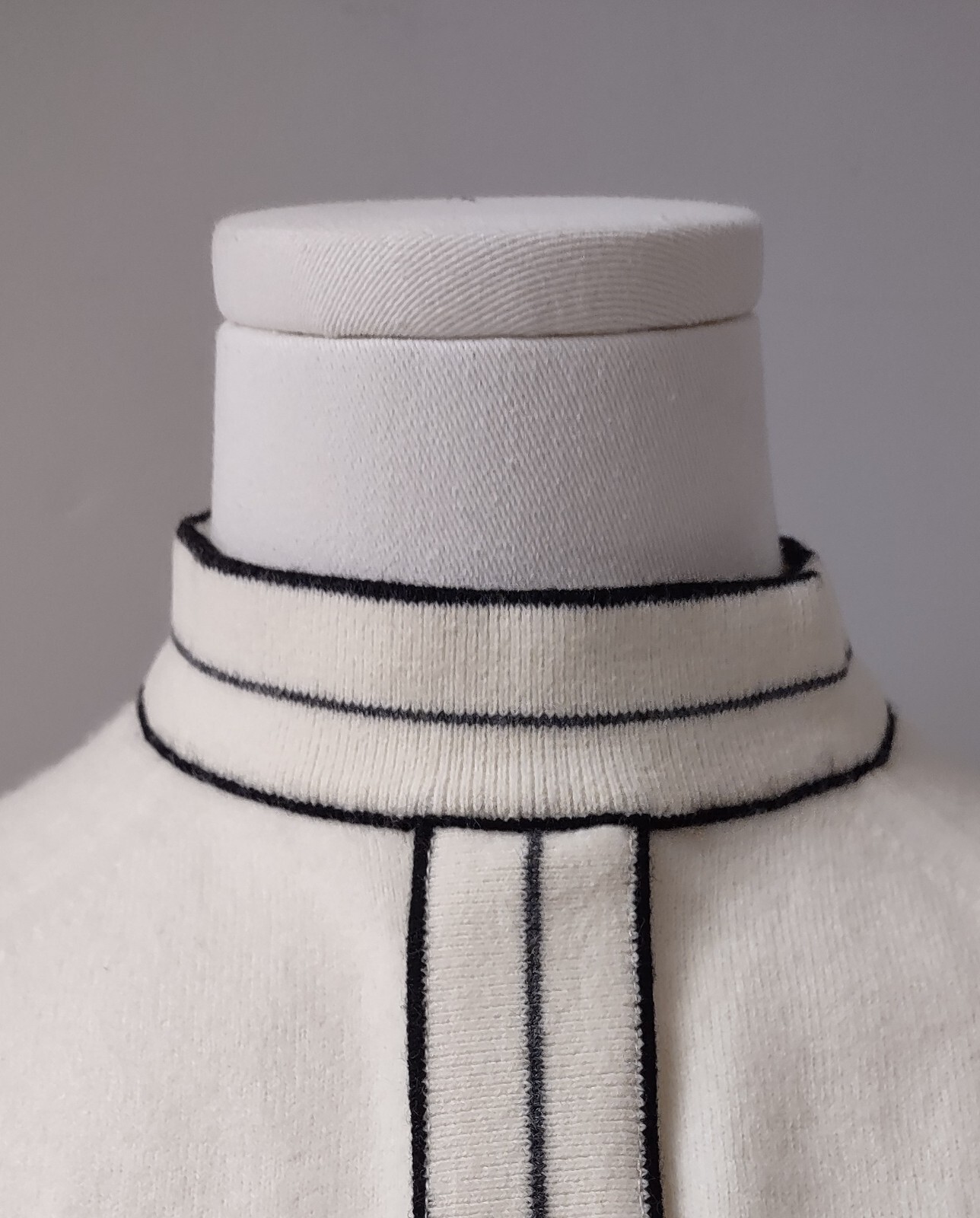 Talbot Taralan MOD Vintage 60’s Knit Cream Black Orlon Acrylic Skirt Top Set S/M