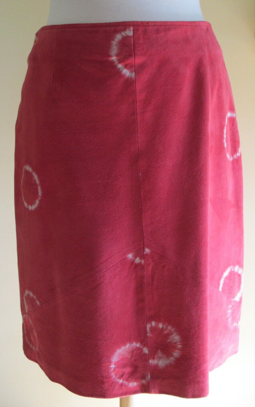 VTG. NWOT ~ ELEMENTS BY VAKKO 100% GOATSUEDE SKIRT ~ LINED PINK TIE DYED SIZE 10