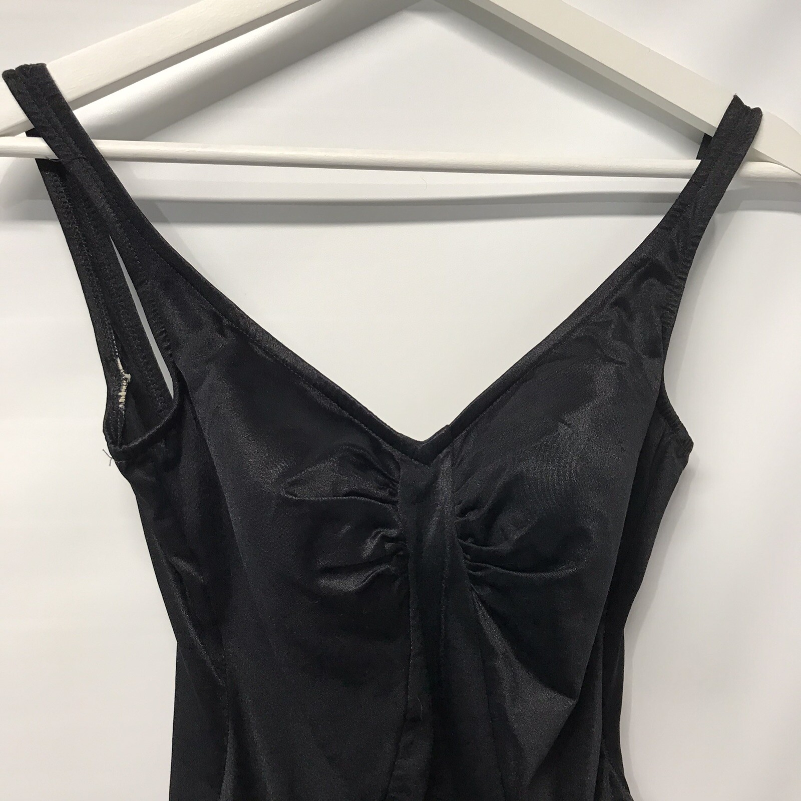 Vintage One PC Pin Up Style Black Bathing Suit Swimsuit Tummy Panel Padded SM
