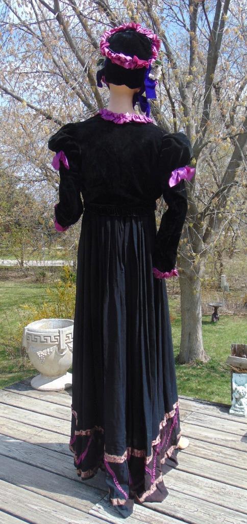 VTG Regency Era Dress Juliet Sleeve Jacket & Velvet bonnet
