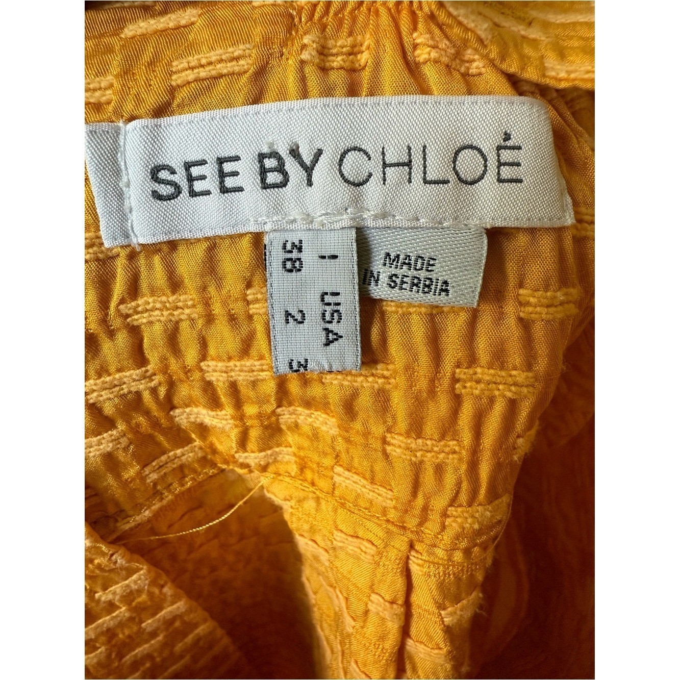 SEE BY CHLOE Silk Cotton Jacquard Mini Dress Textured Coquette Babydoll Retro 2