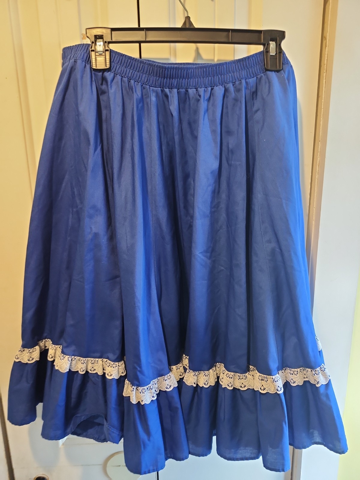 Partners Please! Malco Modes Square Dance Skirt XL & Blouse L Blue w White Lace
