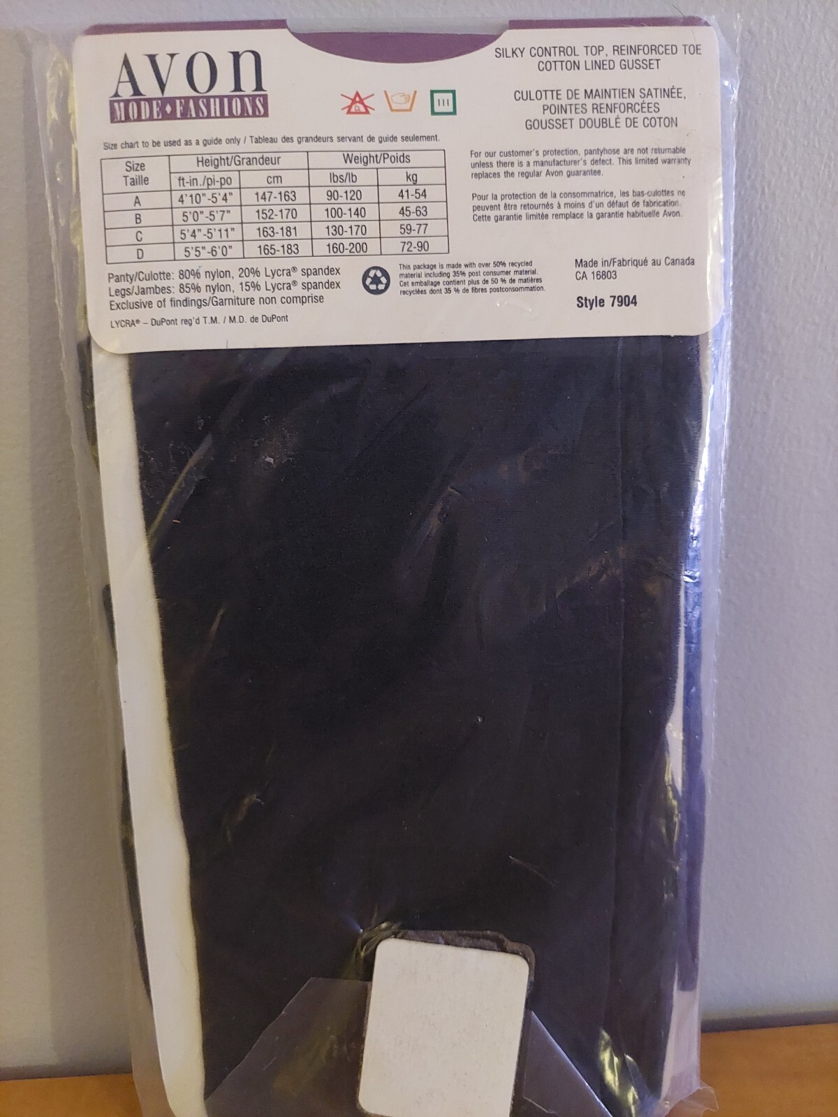 Vintage Pantyhose Avon Fashion Color Charcoal Size C BDR1