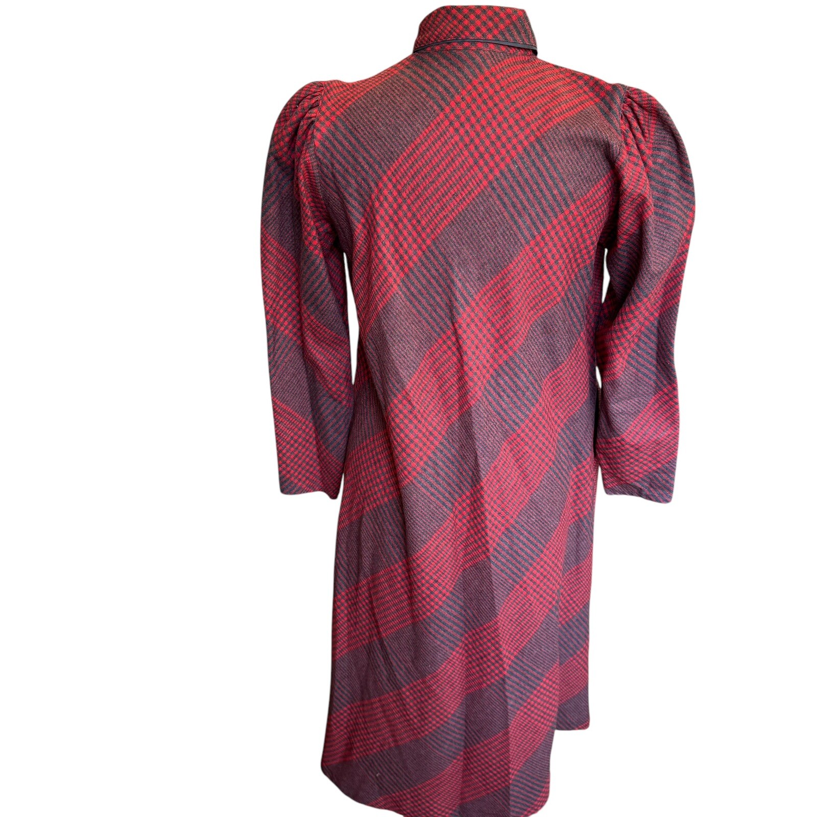 Vintage Gerard Darel Dress Red Gray Plaid Women’s Sz 38 ( US Sz 6) Long Sleeve
