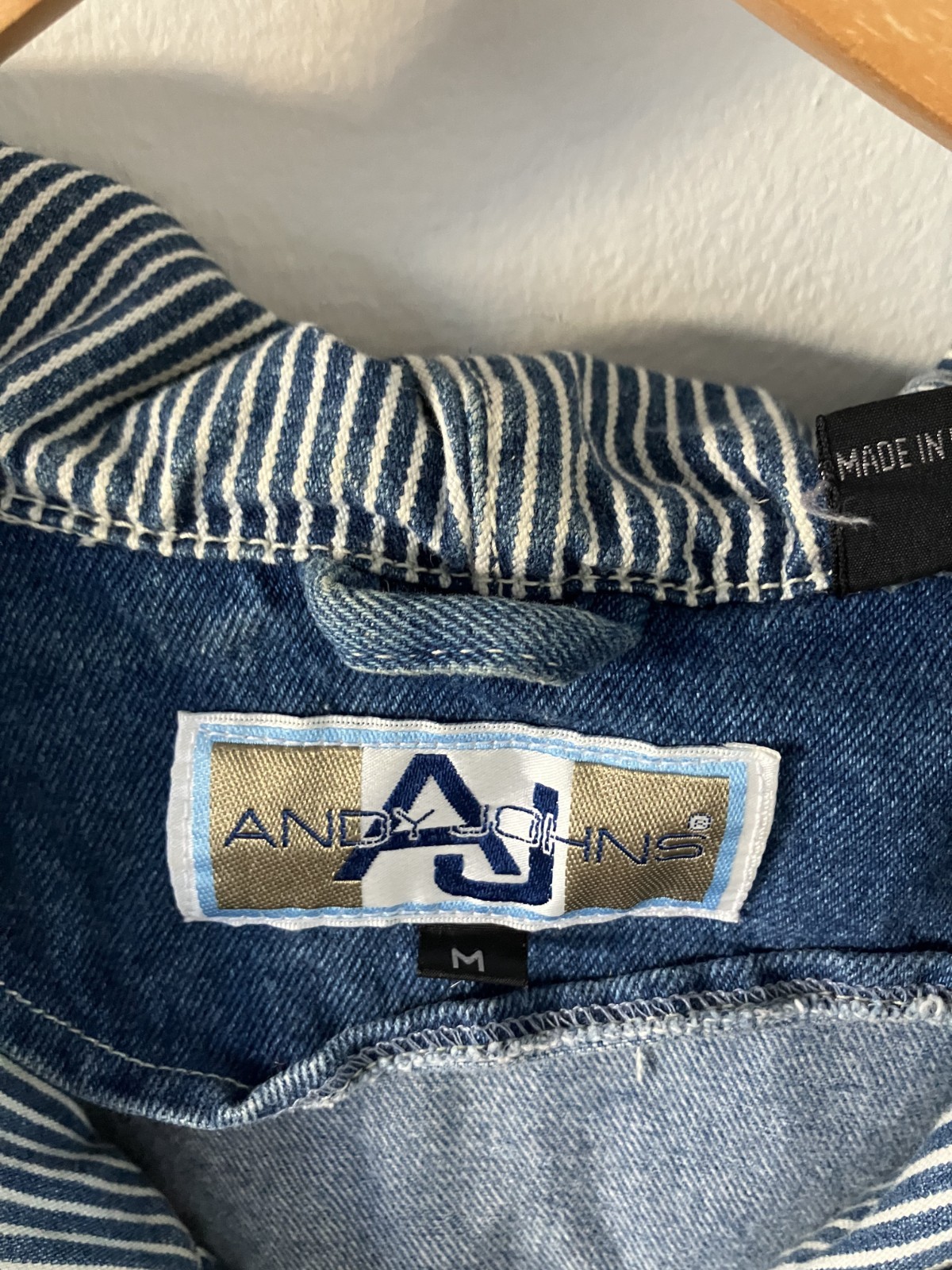 Vintage 90s Andy Johns Long Denim Jean Jacket Zip Front Hooded Women’s M