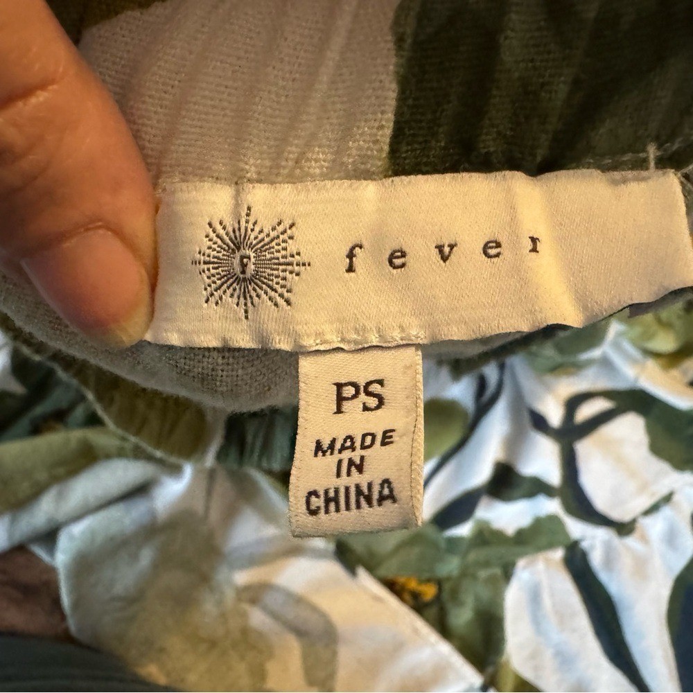 Rever Floral Tiered Knee Length Skirt Petite Small Green Linen Blend Boho Skirt