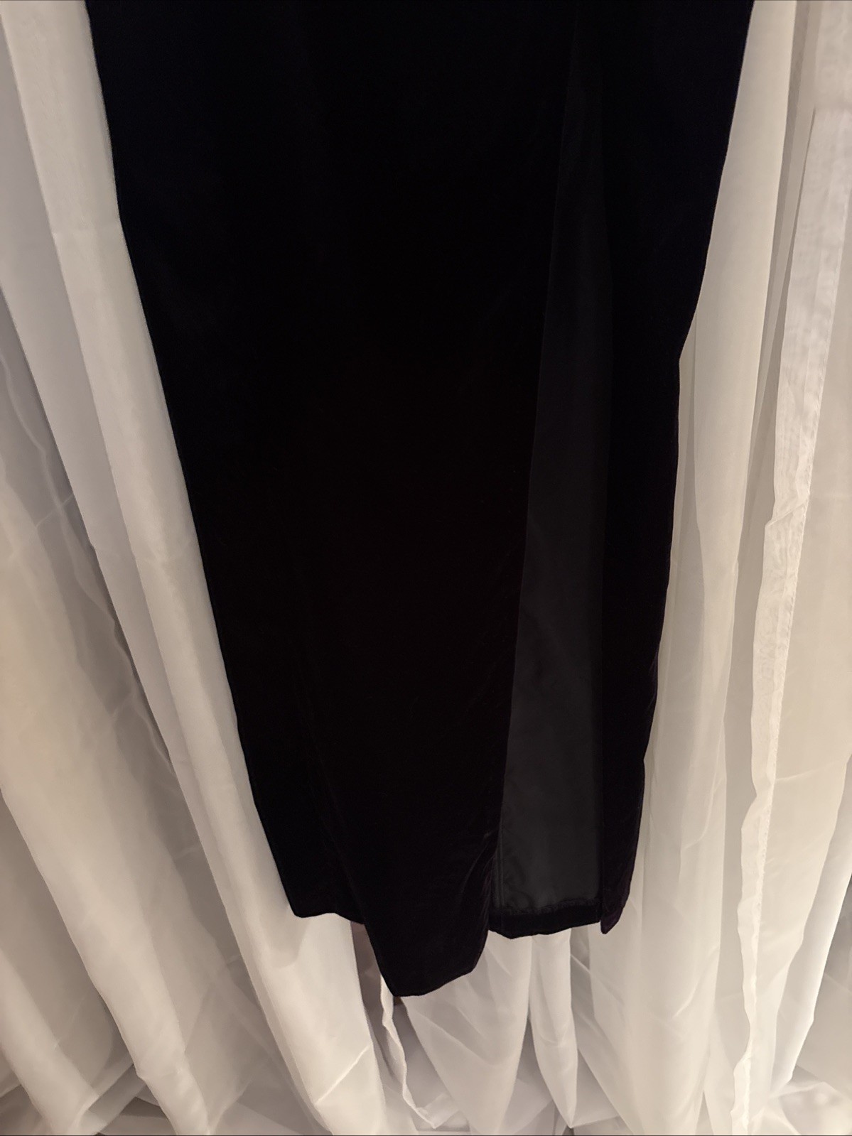 VTG L.A. Glo 90s Flattering Black Purple Rich Velvet Formal Long Slit Dress Sz 6
