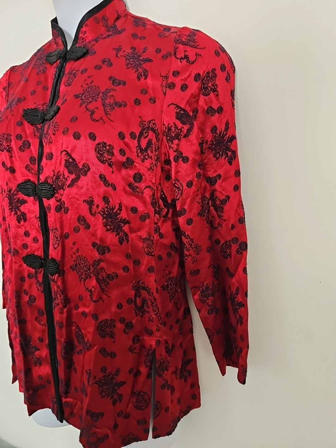 R&M Richards Vintage Red Embroidered Nehru Oriental Jacket Blazer Petite 12P