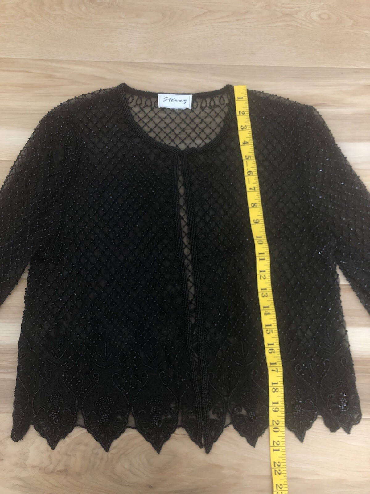 Stenay Beaded Silk Cardigan Open Jacket S Sheer Whimsigoth Fairy Grunge Y2K Vtg