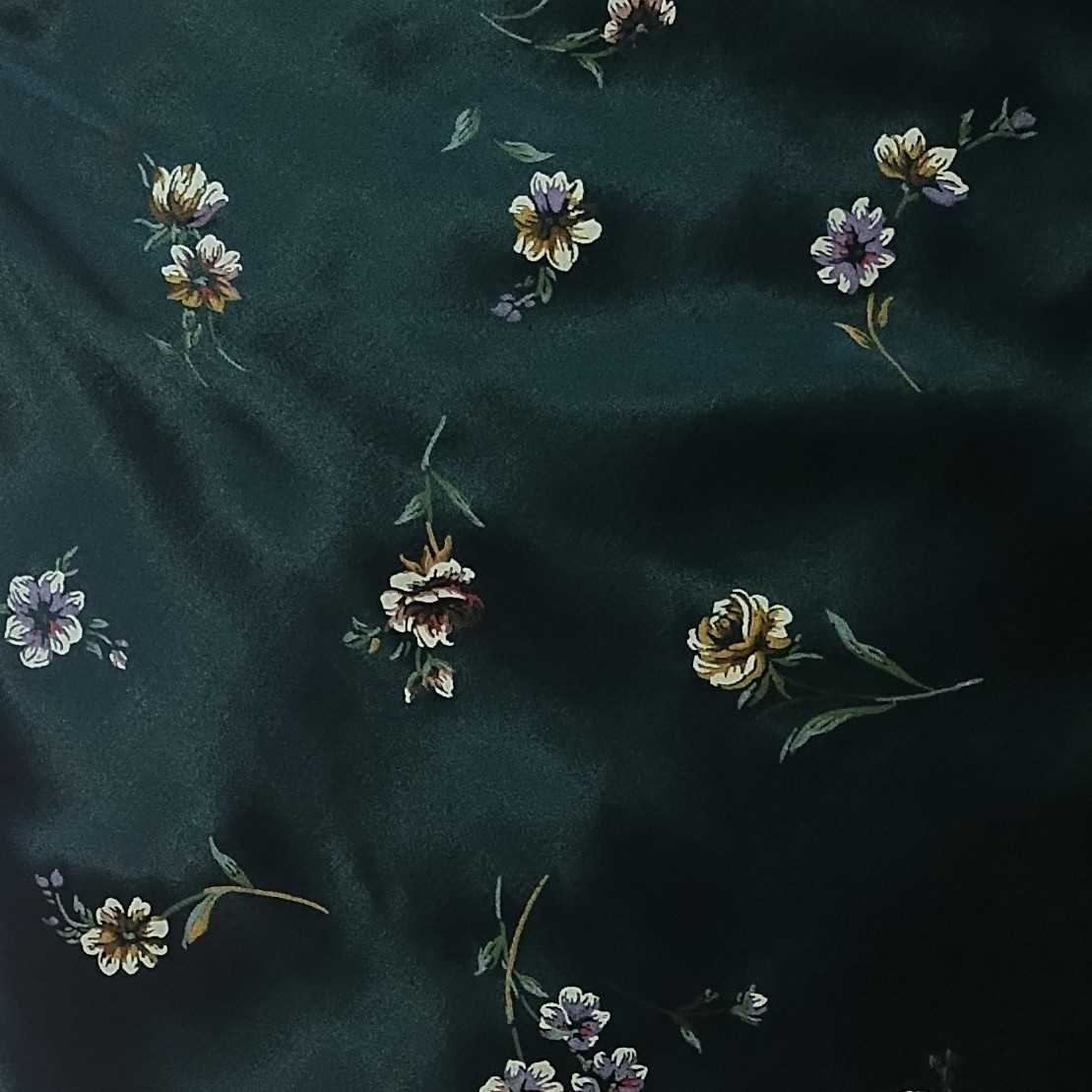vintage 80s 90s green satin floral mini skater skirt whimsigoth *fits like 2*