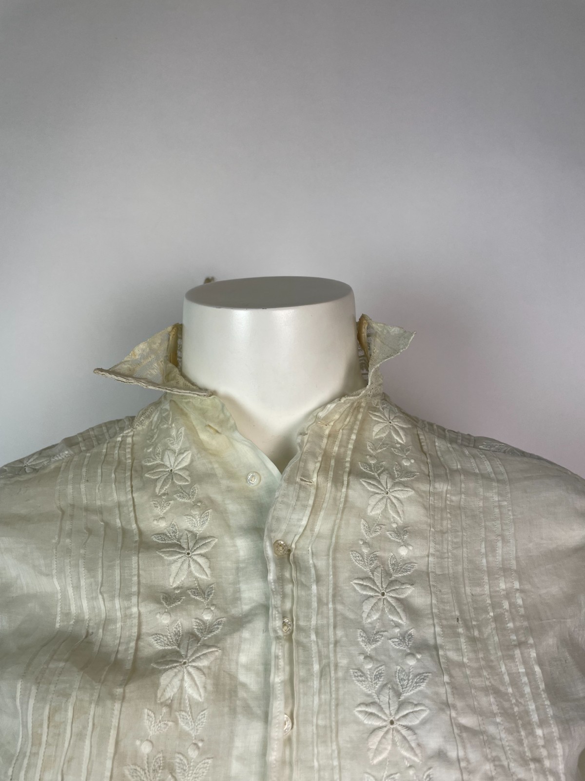 Antique 1800s Victorian White Blouse Lace Display Study Damage S