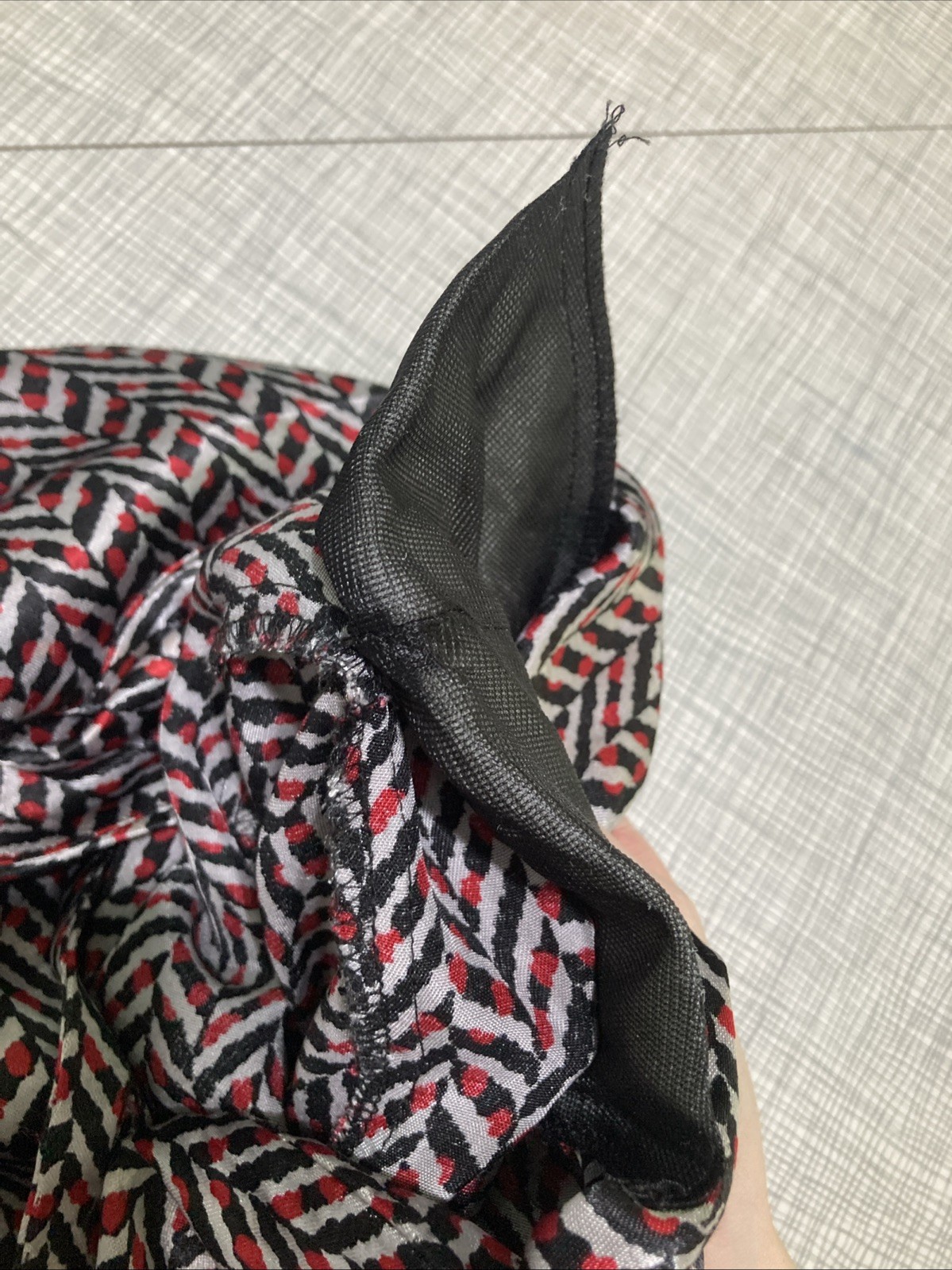 Vtg 80s 90s Gianni Rayon Satin Blouse Geometric Chevron Pads Shawl Collar 14 M