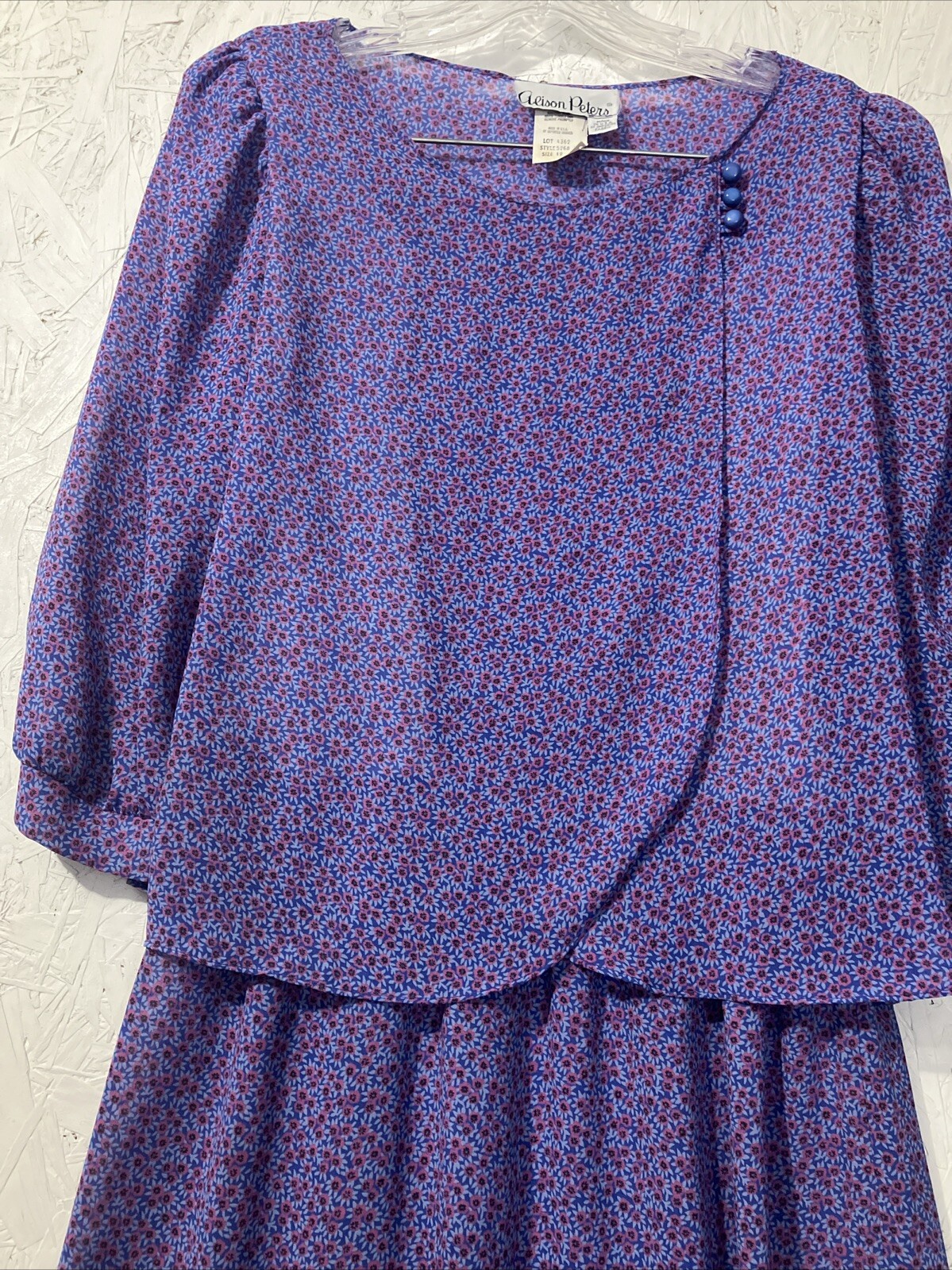 Vintage Alison Peters Purple, Pink Floral Dress Size 12