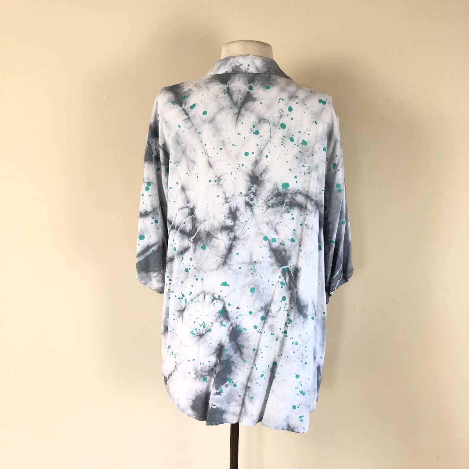 Vtg 90s Abstract Print Tie Dye Colorful Paint Splatter Art to Wear Size L Grunge