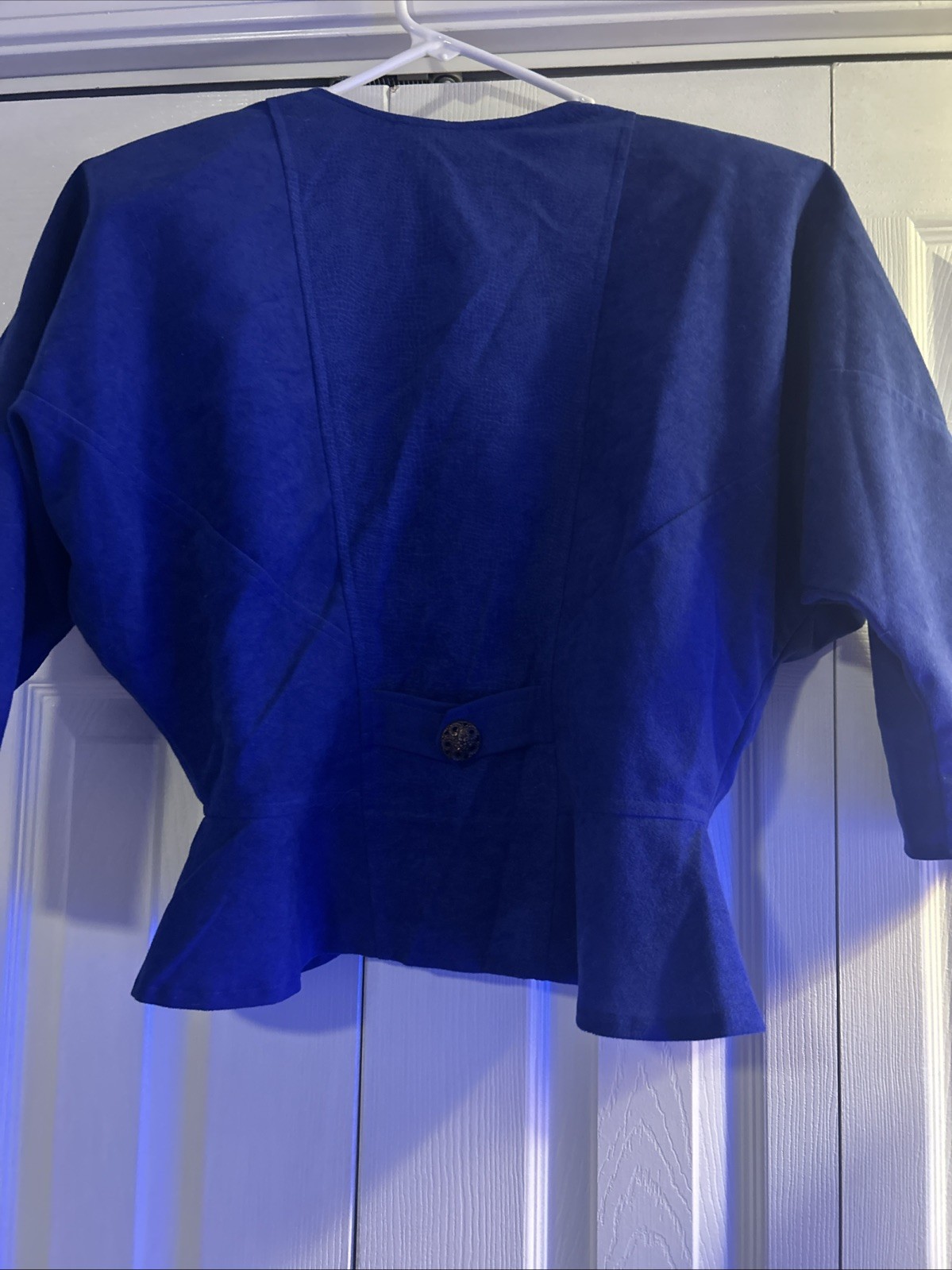 Vintage 80s Blondie and Me Blue Peplum Cropped Blazer Size 11 Polyester