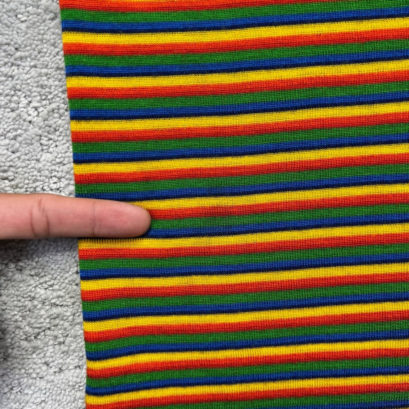 VINTAGE Rainbow Striped Mock Neck Quarter Zip Knit Top Women S? Multi Longsleeve