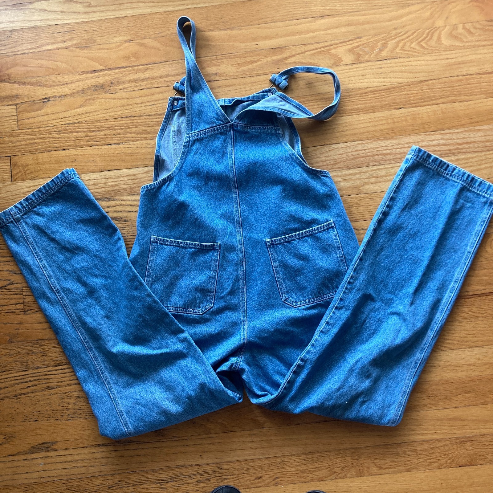 VINTAGE 1980s/1990s LL BEAN DENIM JEAN OVERALLS BLUE INDIGO jumpsuit vtg Womens