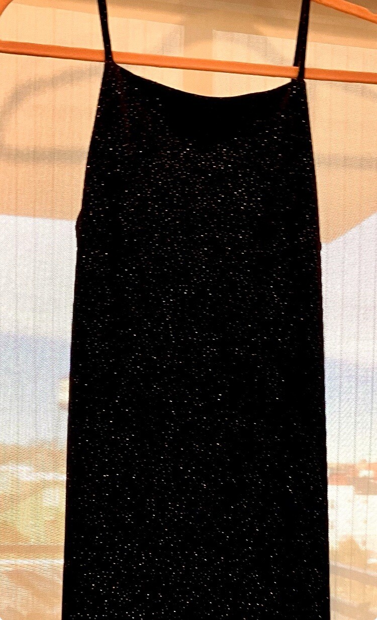 Women’s Be Smart Floor Length Black Velvet Dress w/Glitter Sz 9/10