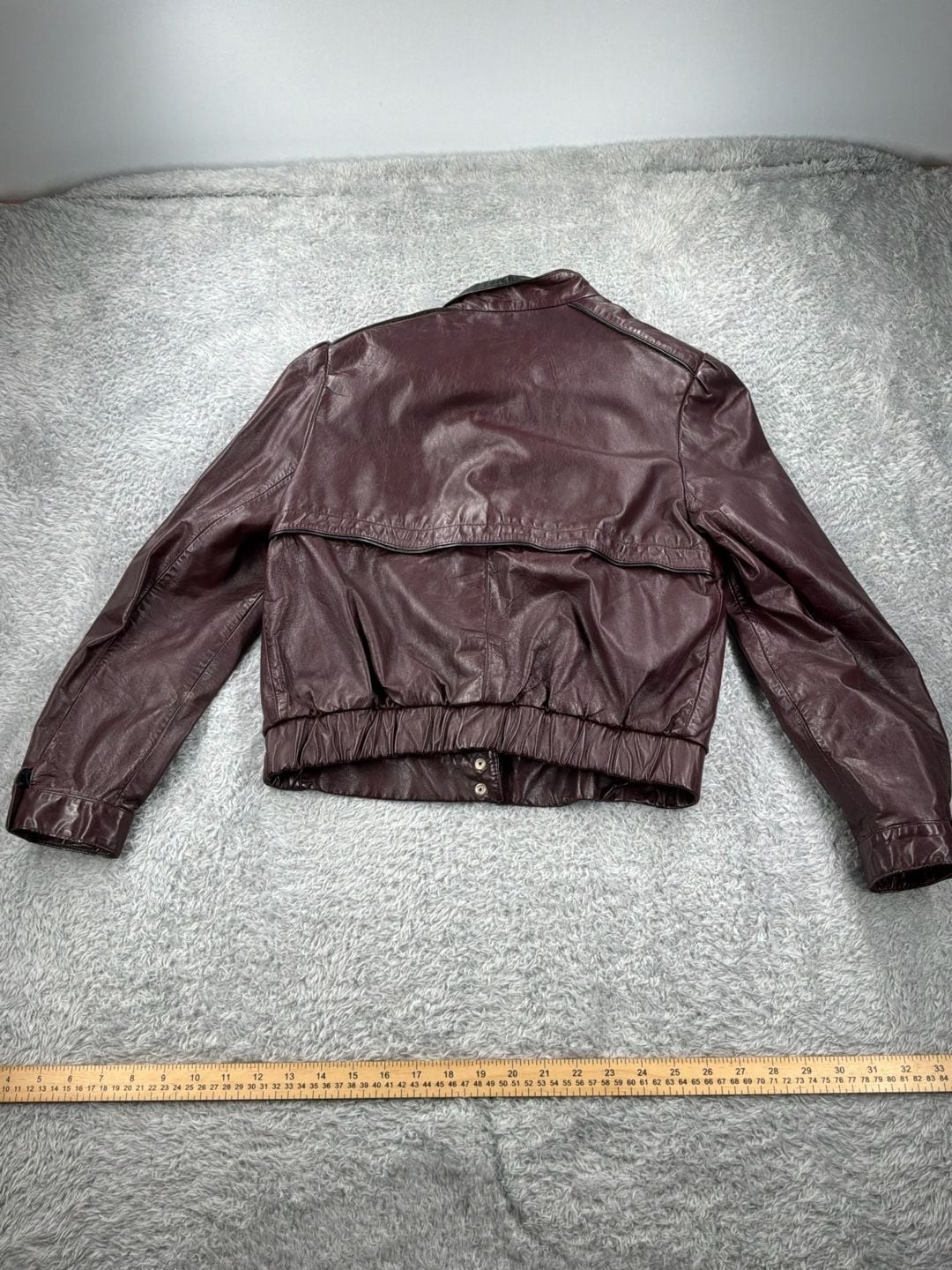 Vintage 80s Lesoleil Burgundy Wine Leather Jacket Size 11/12