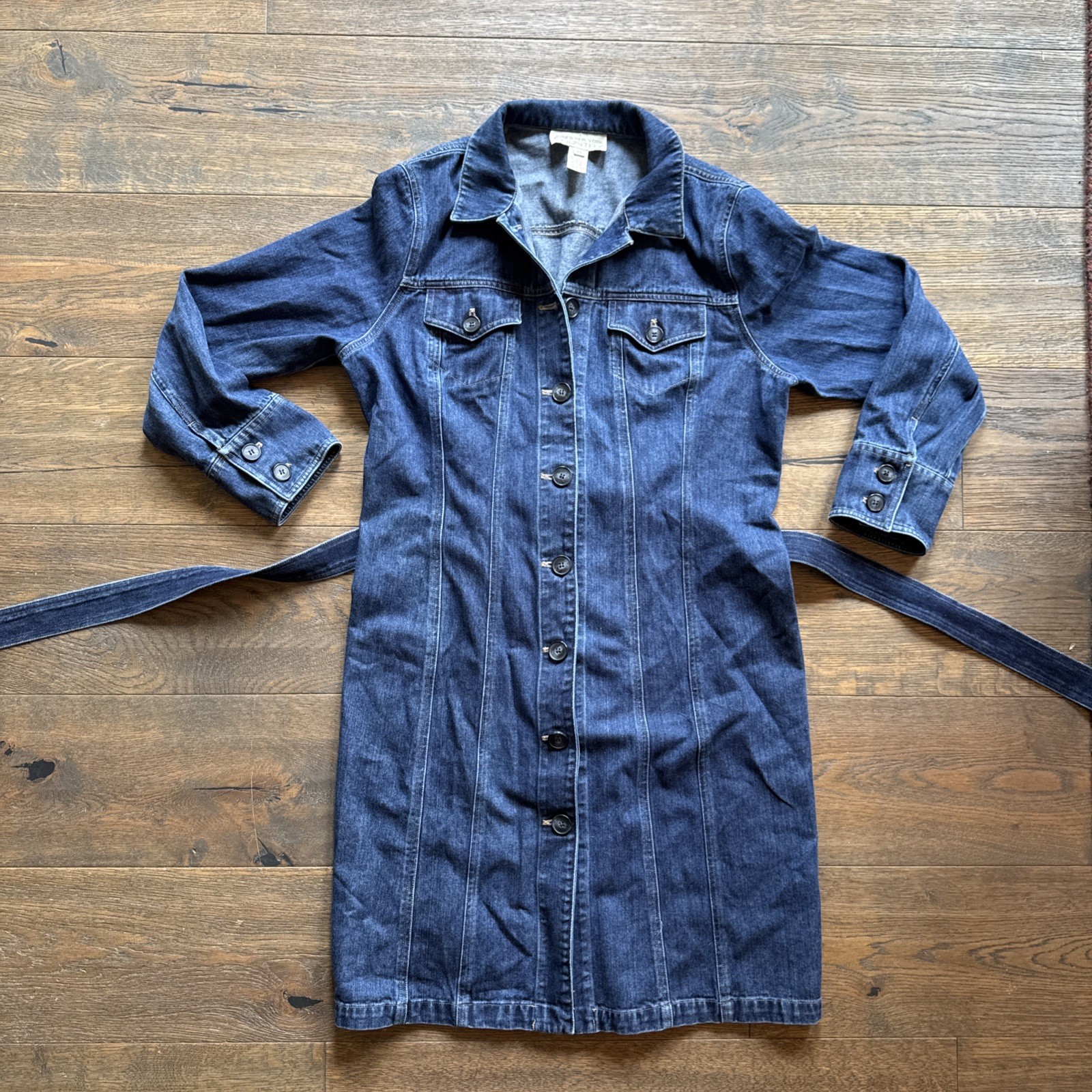 VTG Jones New York Country Sz 14 Denim Dress 100% COTTON +Belt Cottagecore