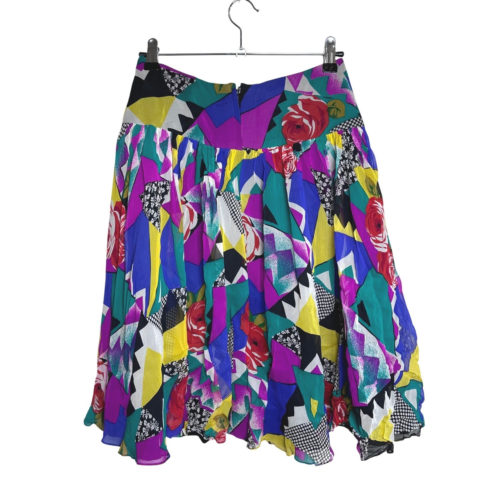 Rickie Freeman for Teri Jon Vintage Silk Abstract Maximalist Statement Skirt 4