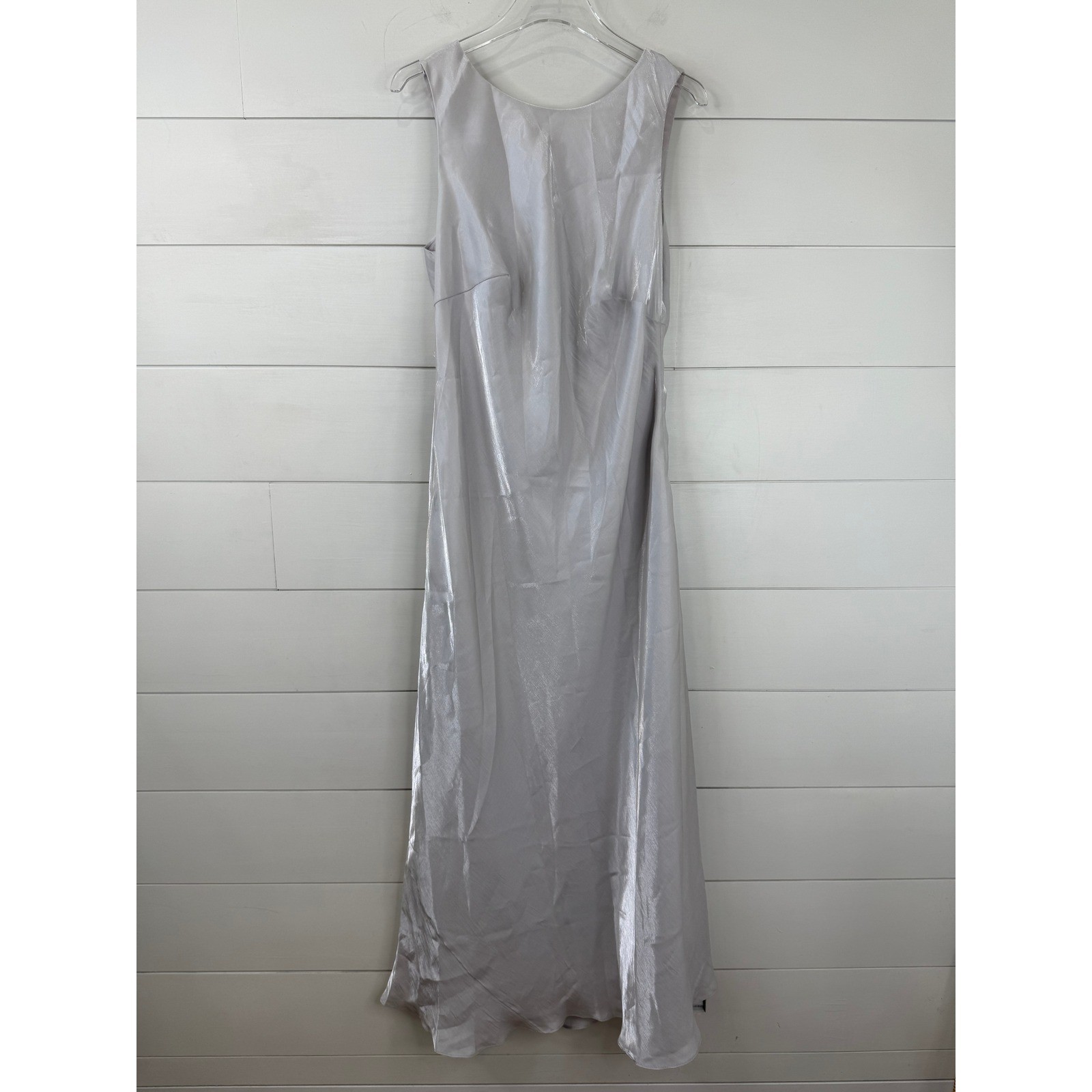 Vintage 1999 De Laru by Sheila Yen Liquid Silver Bias Cut Evening Gown WOMEN 18