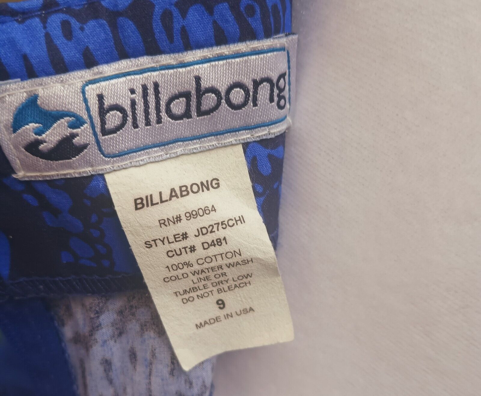 Billabong Girls Made In USA Blue Dress Junior Women’s Size 9 Deadstock Vintage