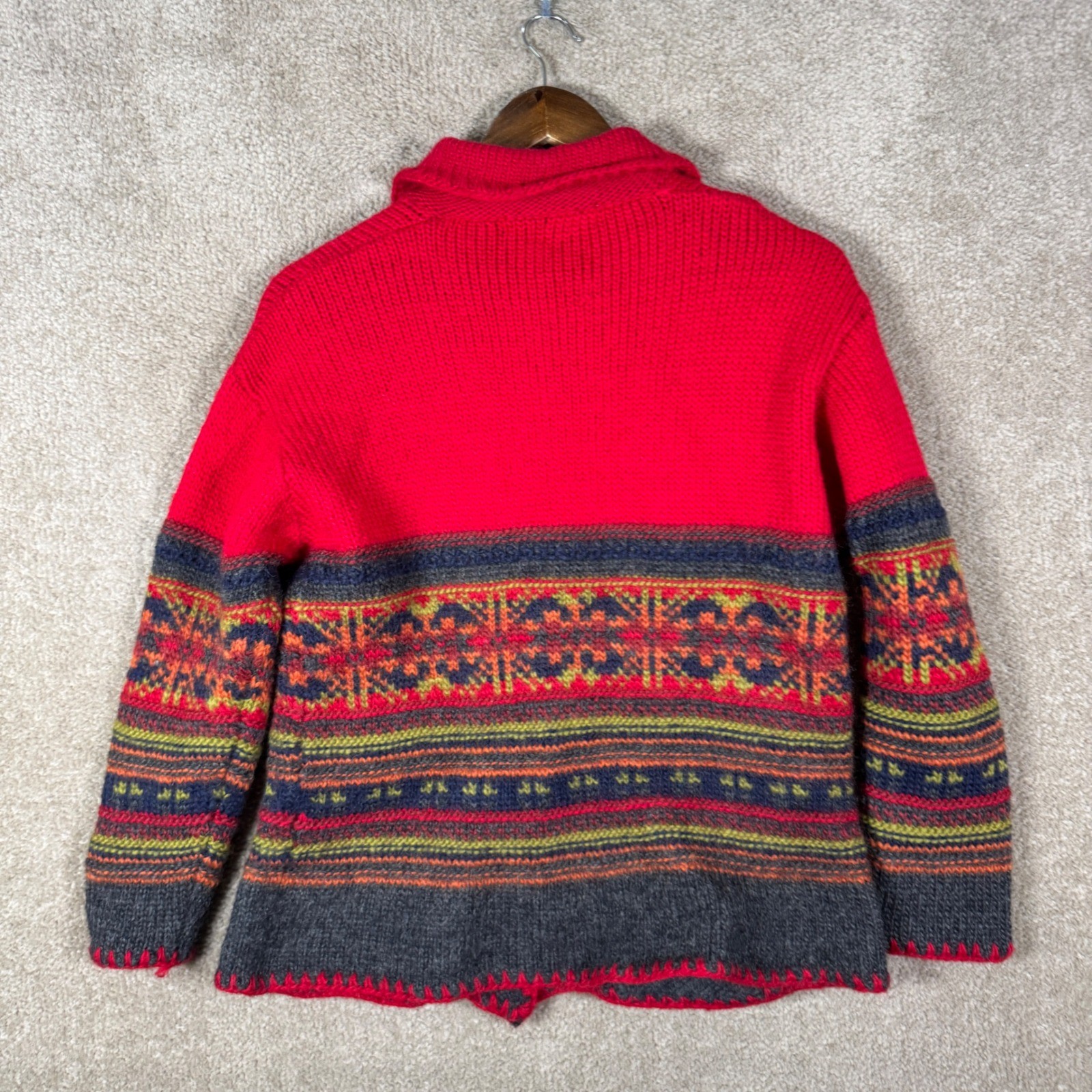 Valerie Stevens Petites Wool Knit Fair Isle Grandpa Cardigan PM Vtg Grandpa Core