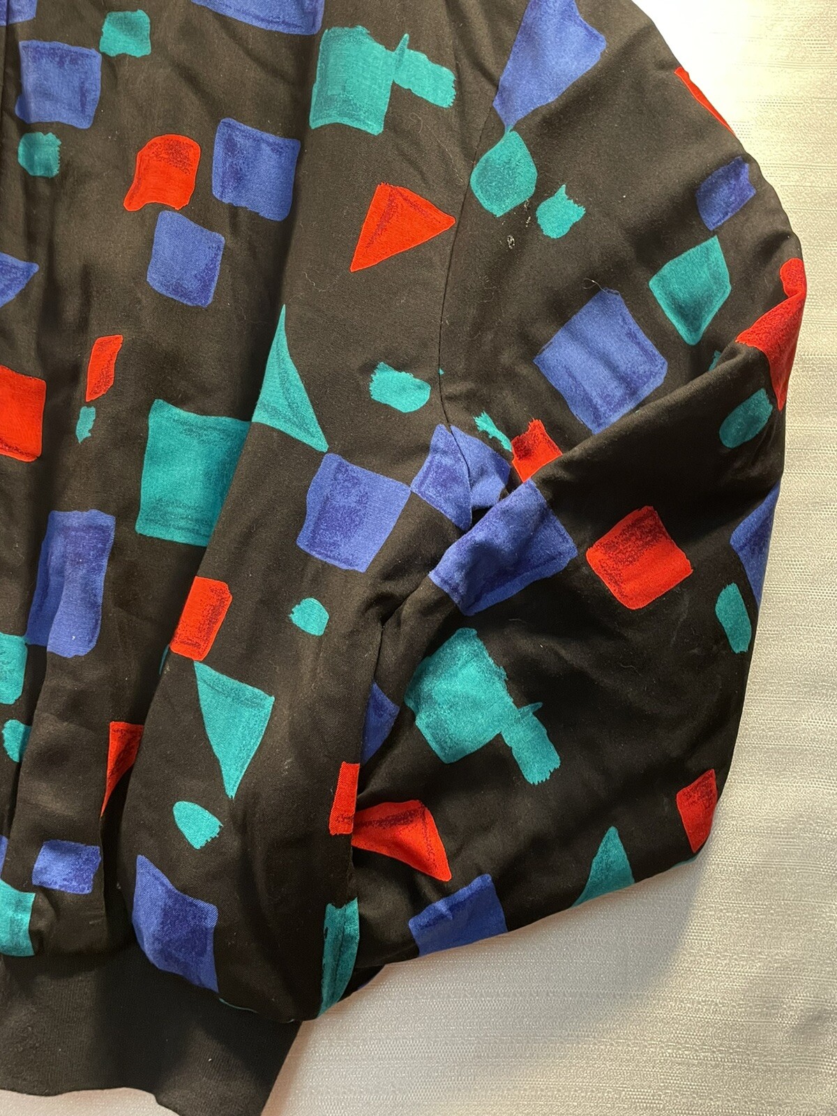 Vintage Geometric 80’s Full Zip Jacket Black Medium Steven Ross Naturally
