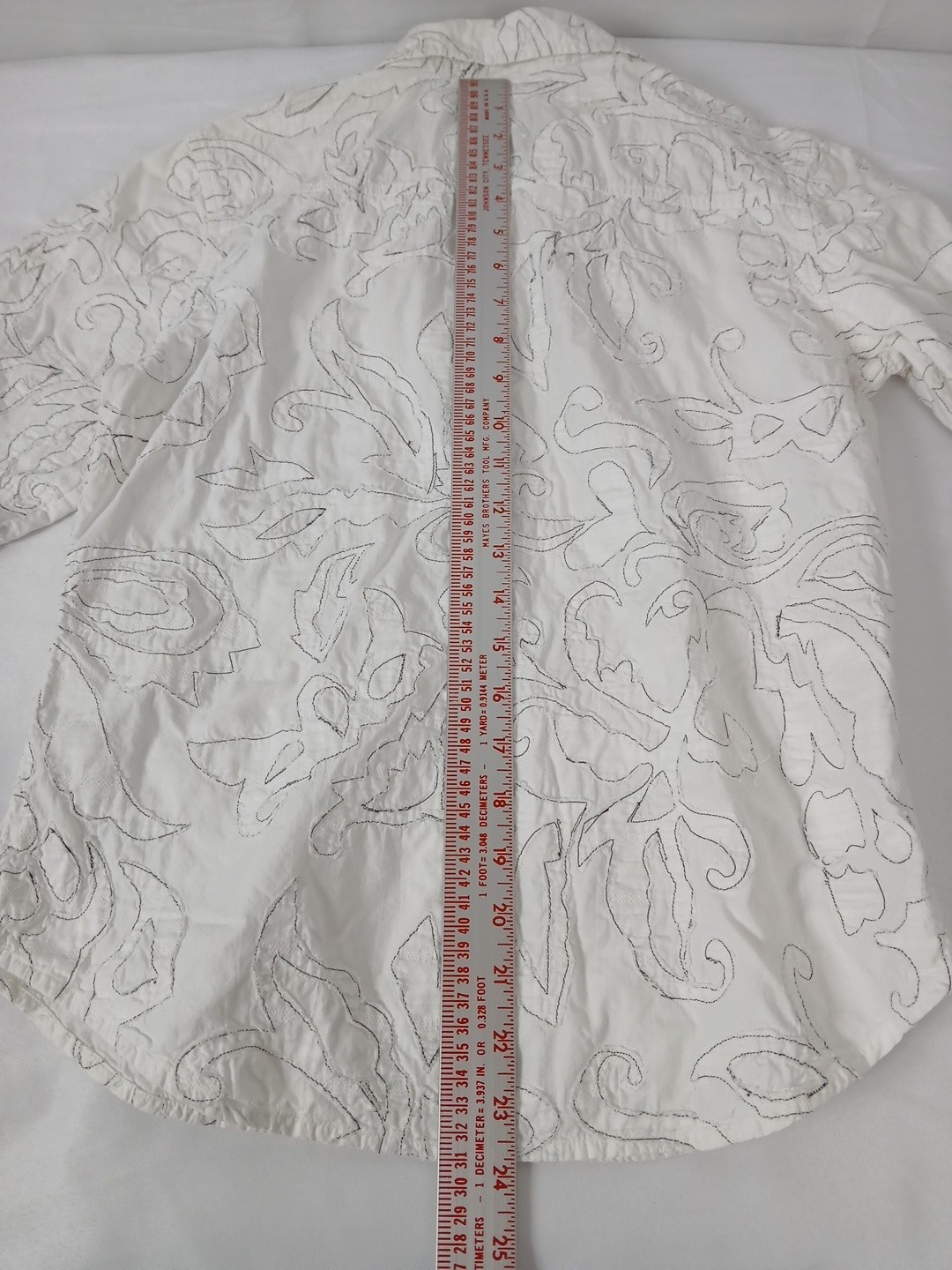 Vintage 90’s Chicos Design Shirt Womens Sz Small White Soutache Embroidered