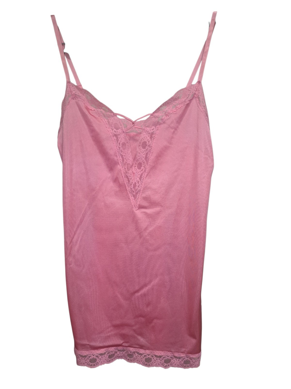 VTG Body Lites JCPenney Pink Lace Trim Full Slip Dress Womens USA Size 34