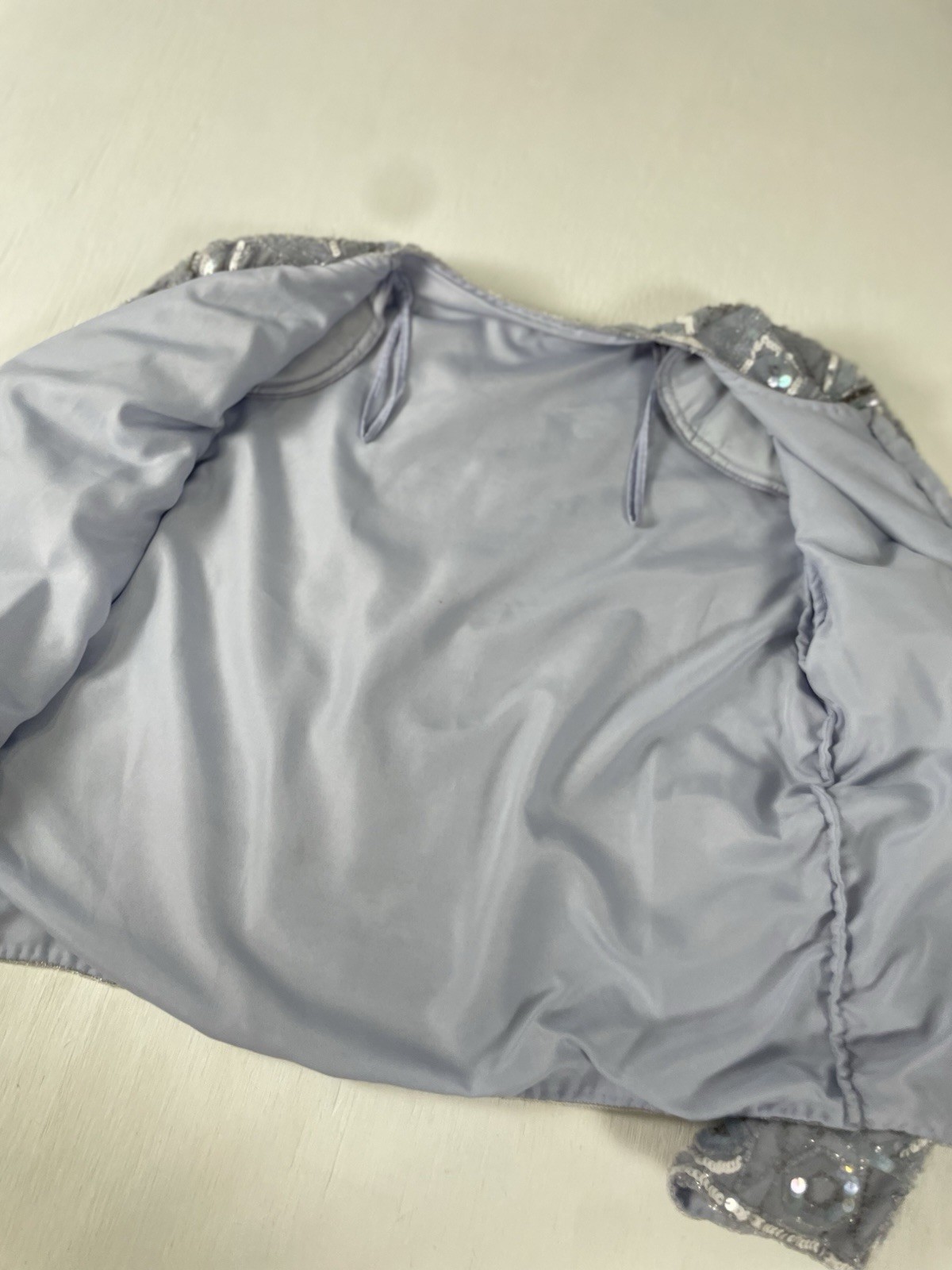 Vintage Beaded Evening wear ladies sequined jacket Coat Blazer Sky Blue Amazing