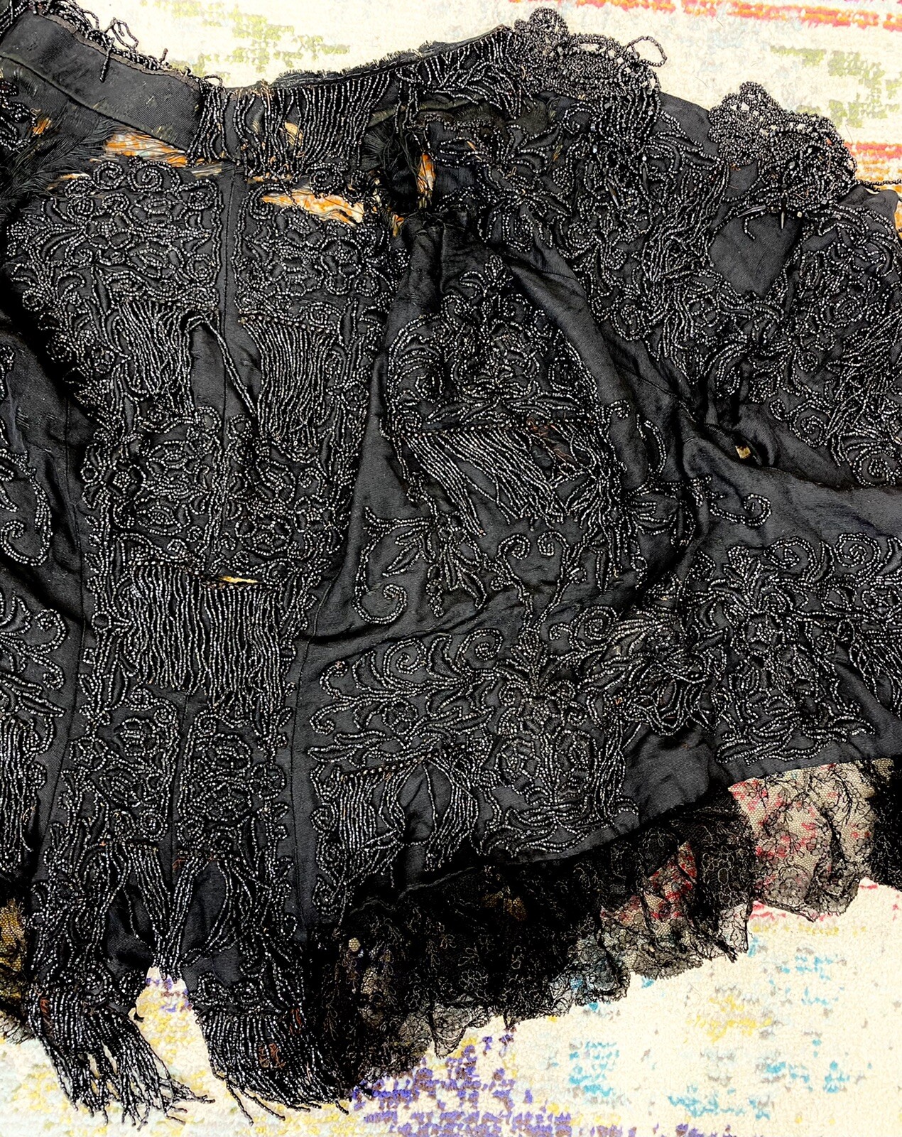 Authentic 1800s Victorian Black Jet Beaded Jacket Damaged Costume Inspo as is