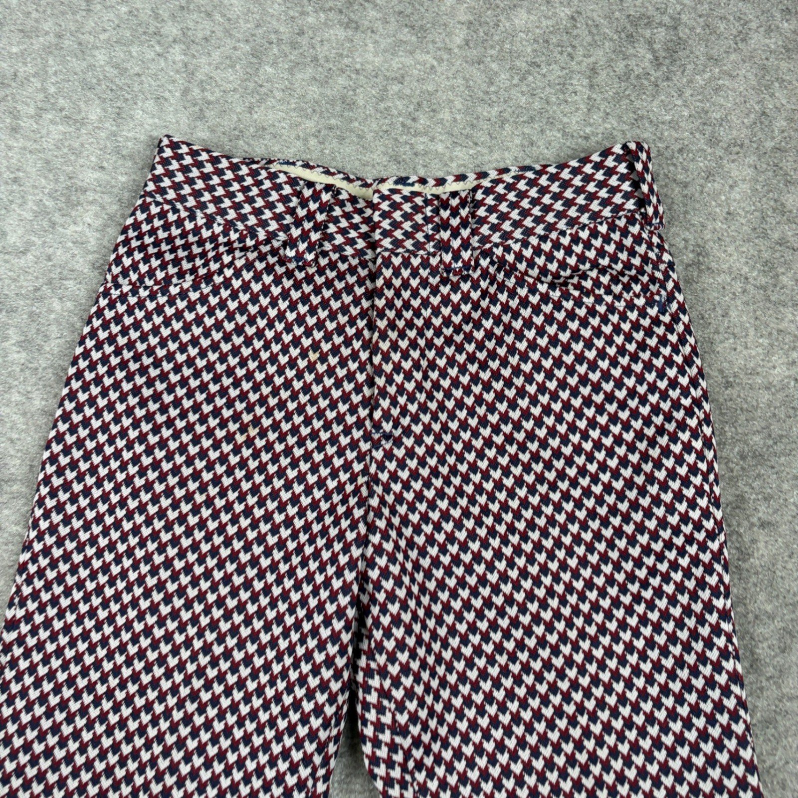 Montgomery Ward Pants Womens 24 Vintage 70s Geometric Flare Leg Red Blue White