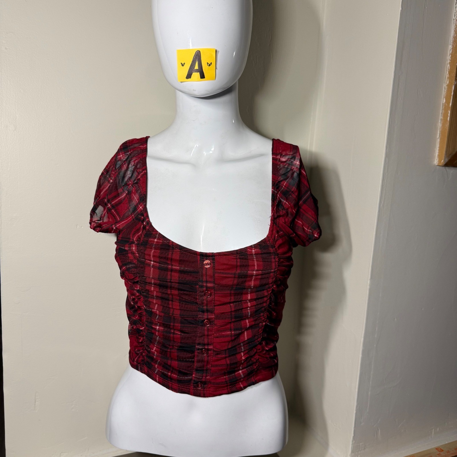Almost Famous Red Smocked Top Size M Y2K Aesthetic