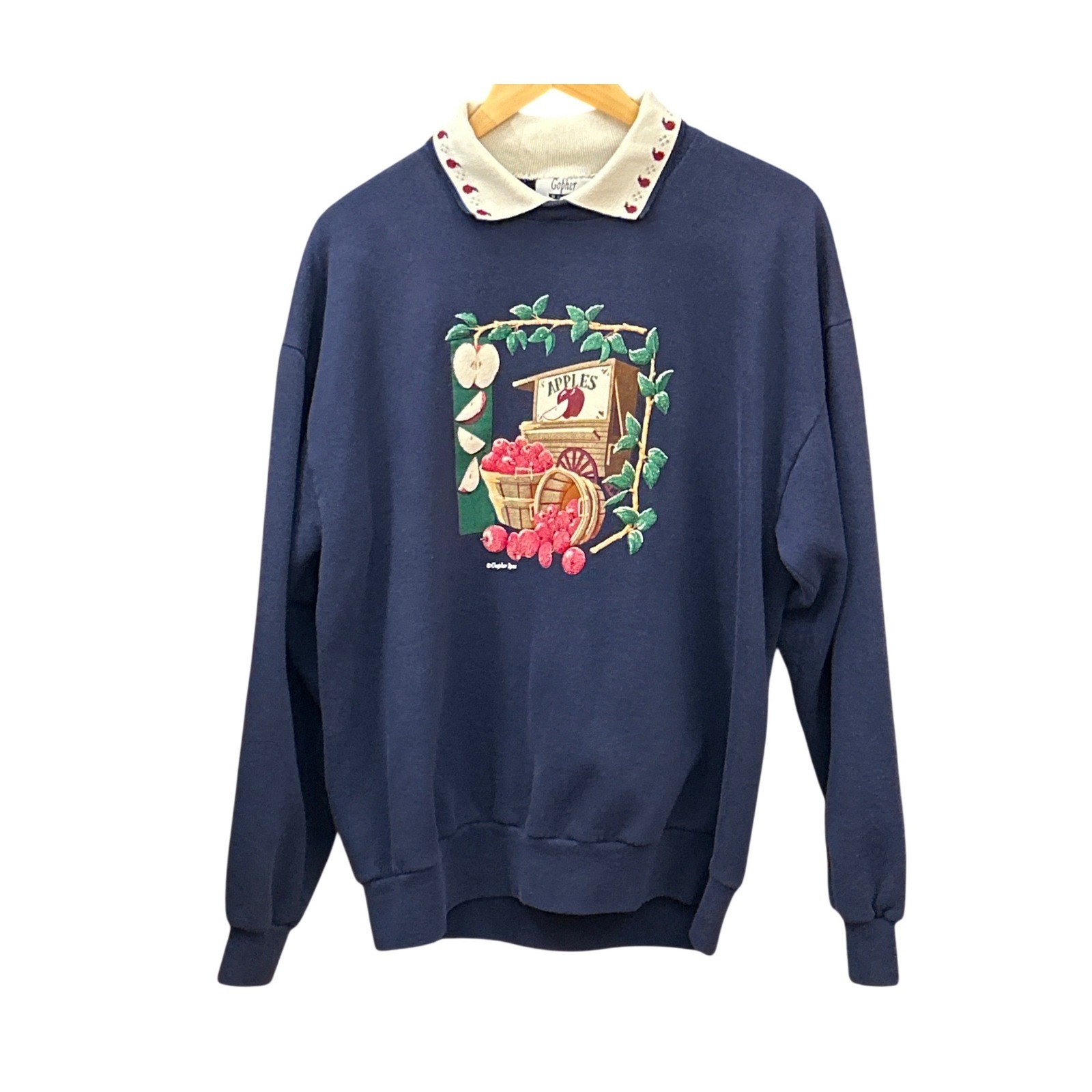 90s Gopher Sport Apple Sweatshirt Cottagecore Grannycore Farmhouse Fallcore